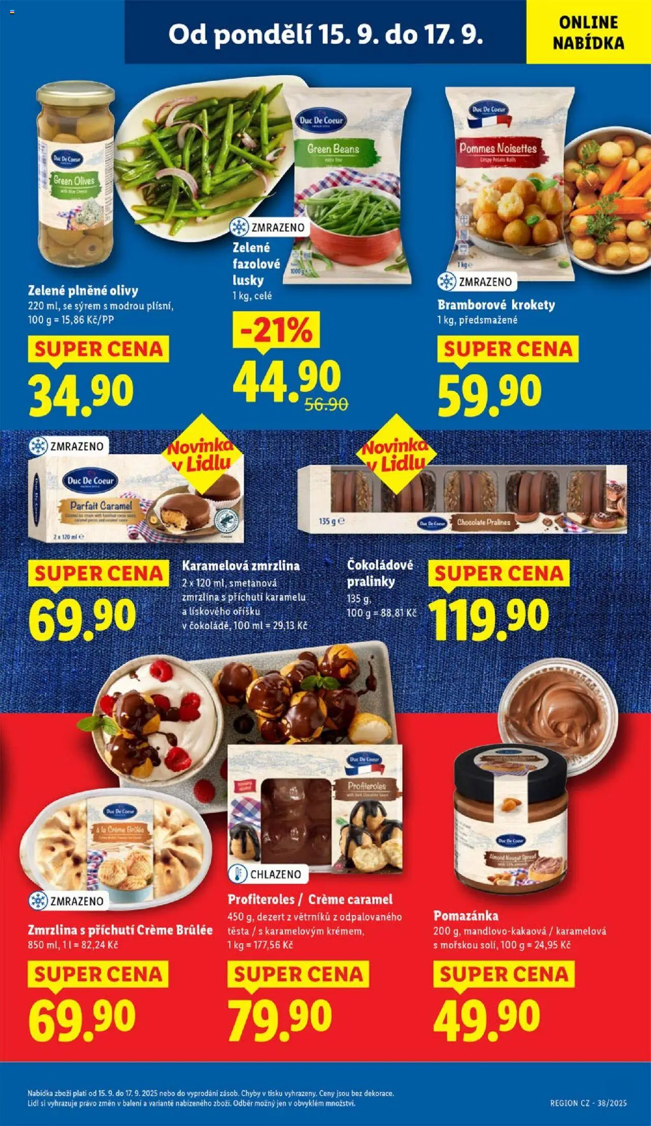 Lidl leták od 15.09.2025 | Strana: 23 | Produkty: Krokety, Profiteroles, Zmrzlina, Olivy