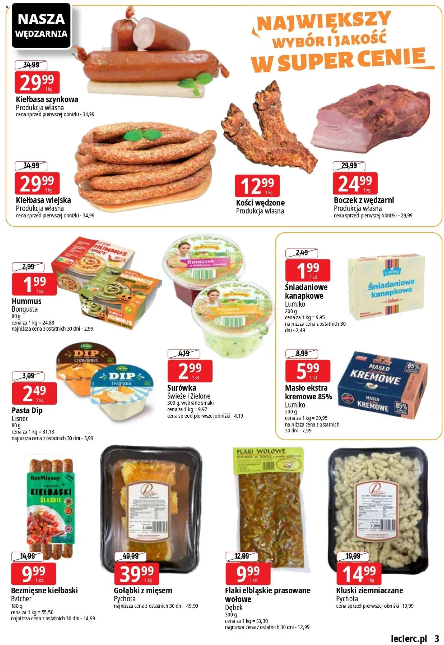 E.Leclerc Gazetka - Elbląg od 10.11.2025 | Strona: 3 | Produkty: Boczek, Flaki, Hummus, Flaki wołowe