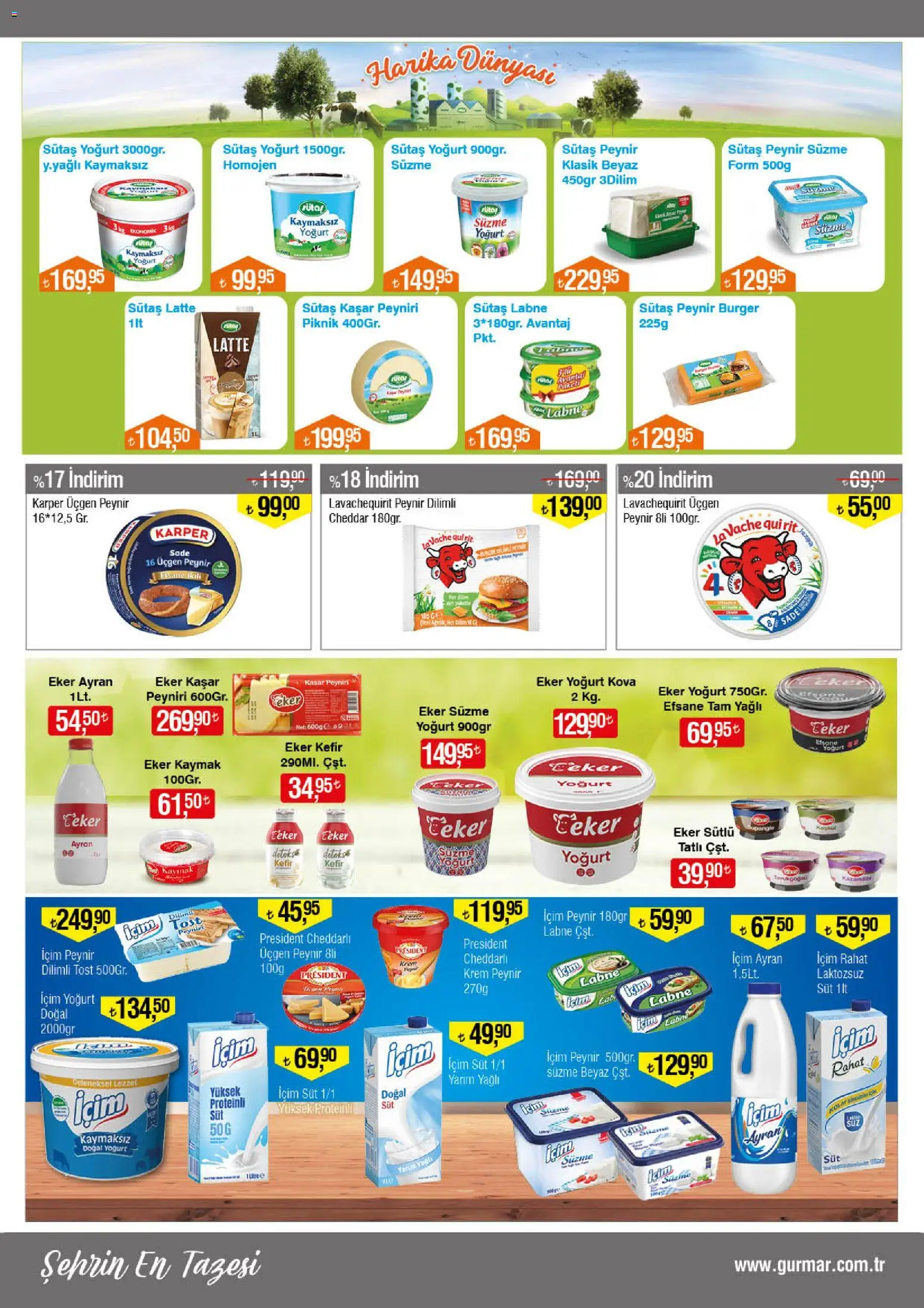 Gürmar Katalog - 15.04.2026 tarihinden itibaren geçerlidir | Sayfa: 5 | Ürünler: Kefir, Süt, Peynir, Şeker
