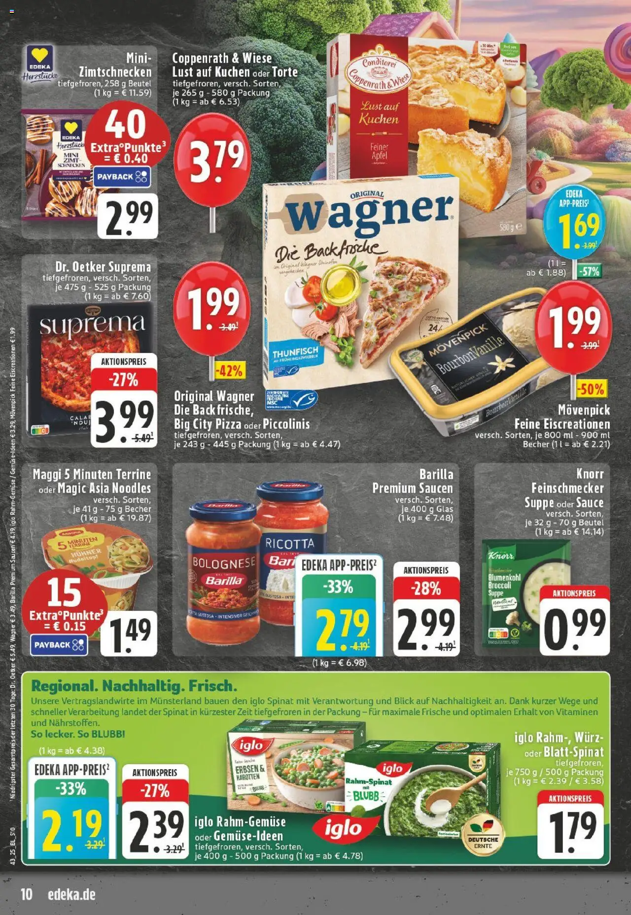 Edeka prospekt Lindlar	 – gültig ab 19.10.2025 | Seite: 10 | Produkte: Barilla, Äpfel, Pizza, Kuchen