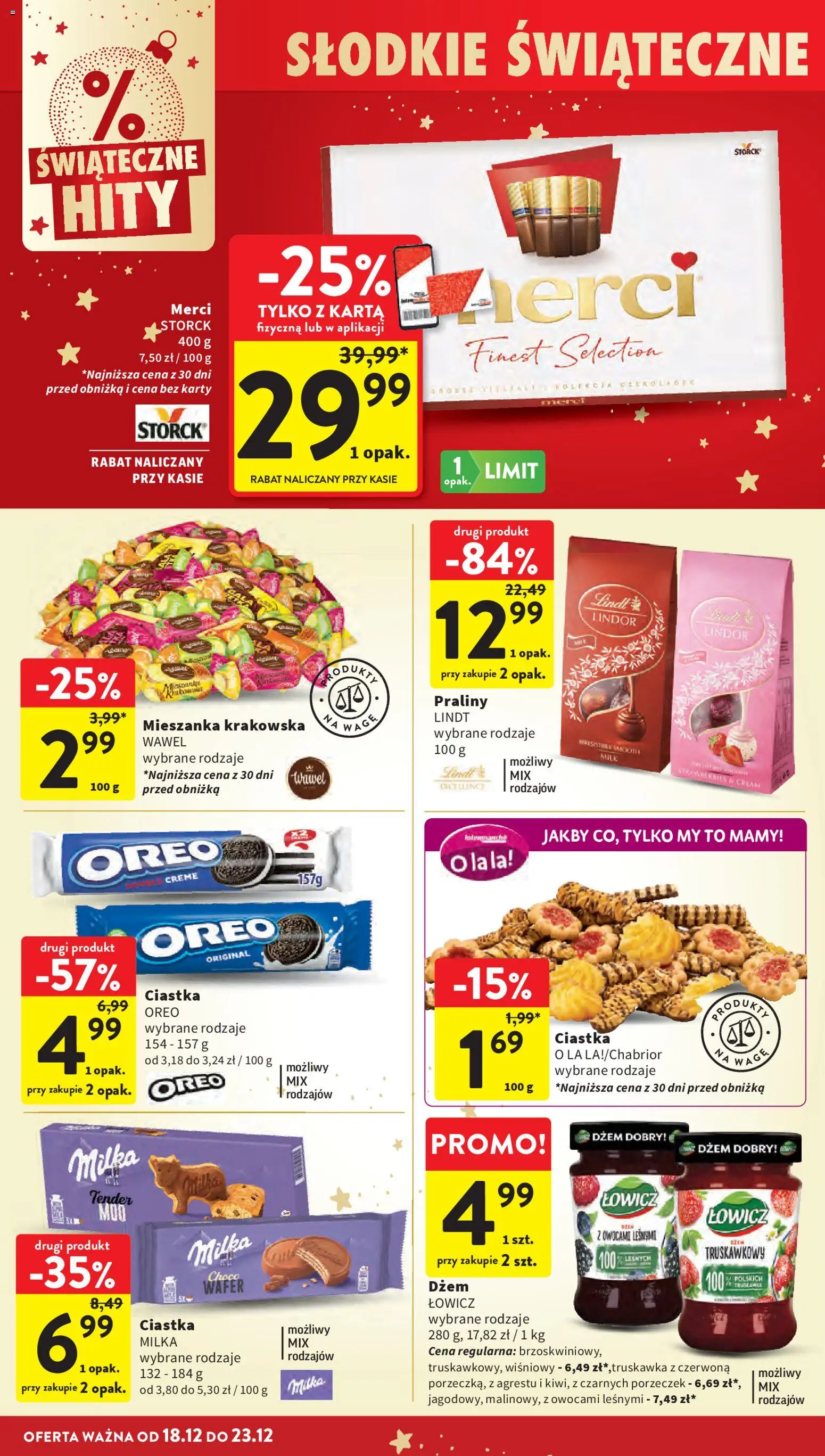 Intermarche Gazetka od 18.12.2025 | Strona: 44 | Produkty: Mieszanka krakowska, Merci, Milka, Ciastka