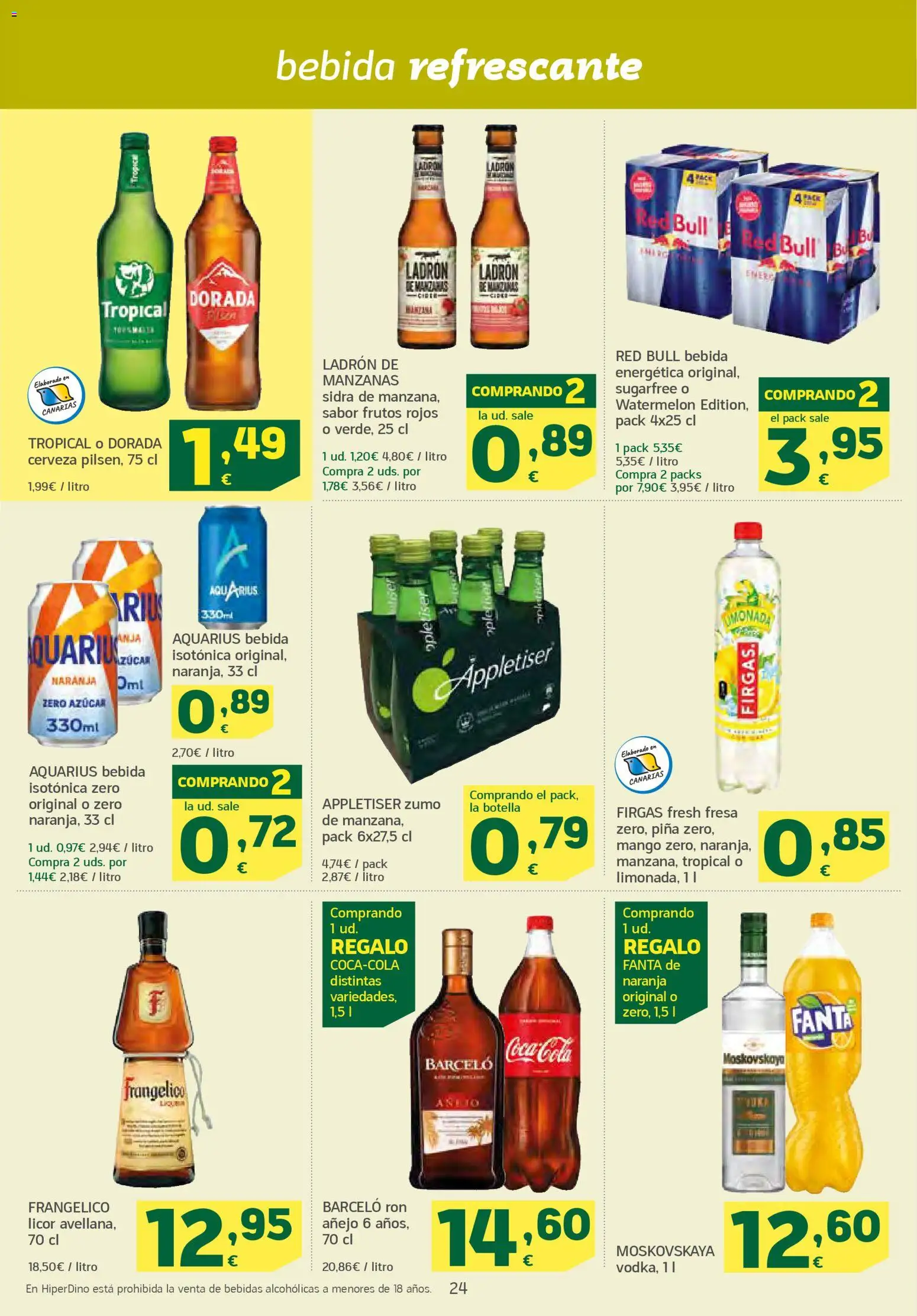 HiperDino folleto │ válido desde el 24.02.2026 | Página: 24 | Productos: Ron, Cerveza, Manzanas, Ρούτερ