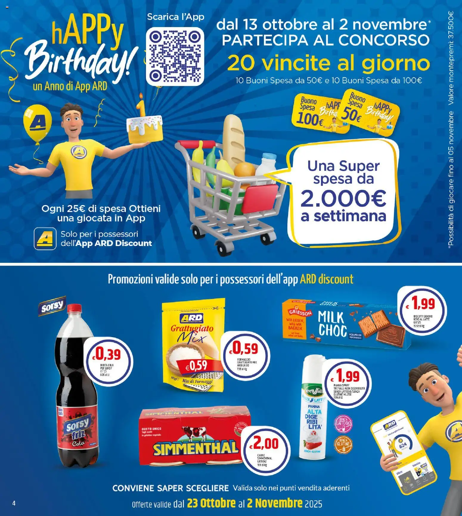 Volantino ARD Discount del 23.10.2025 | Pagina: 4 | Prodotti: Panna, Latte, Formaggio, Bibita