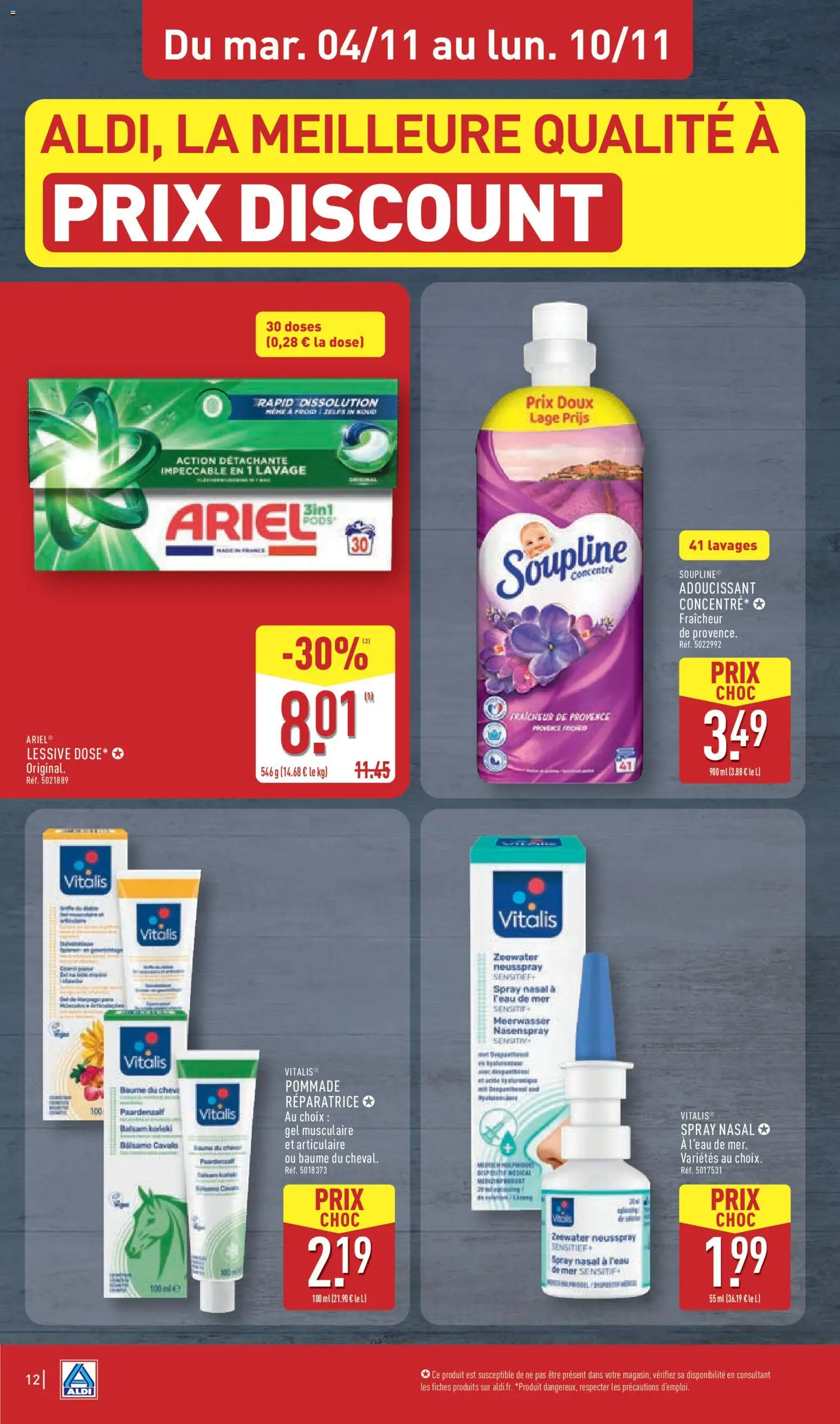 {H1} | Page: 15 | Produits: Ariel, Soupline, Adoucissant, Lessive