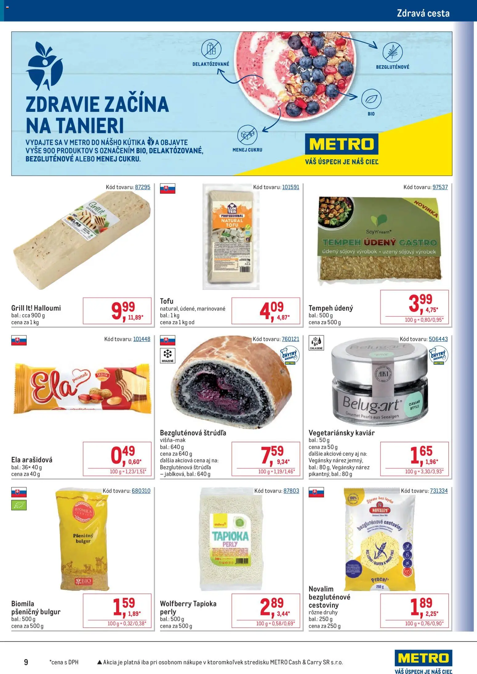 Nové Metro akcie – leták je platný od 25.03.2026 | Strana: 9 | Produkty: Cestoviny, Tofu, Tempeh