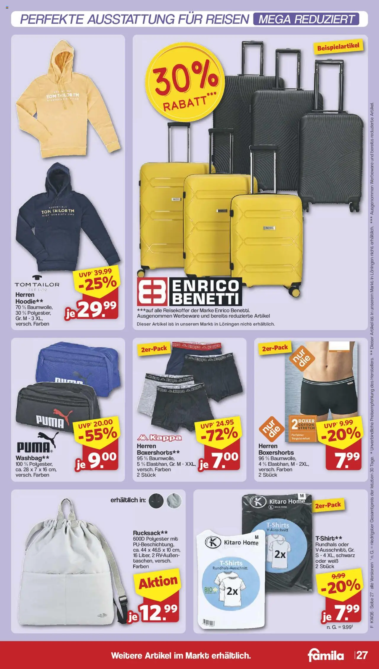 Famila Nordwest Markt - Angebote - gültig ab dem 01.09.2025 | Seite: 31 | Produkte: Hoodie, Boxer, Rucksack