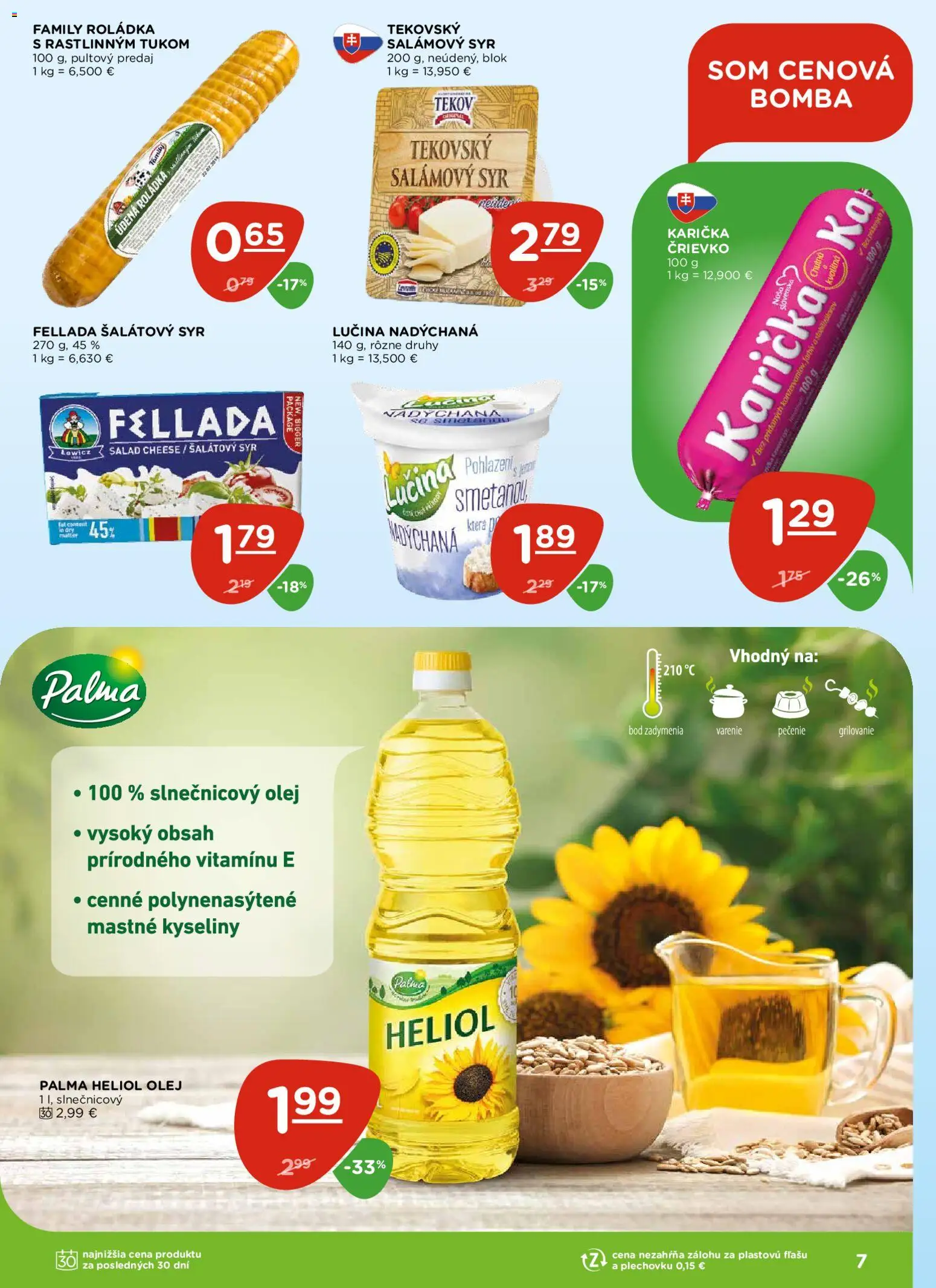 Nové Terno akcie – leták je platný od 30.10.2025 | Strana: 7 | Produkty: Syr, Olej, Slnečnicový olej