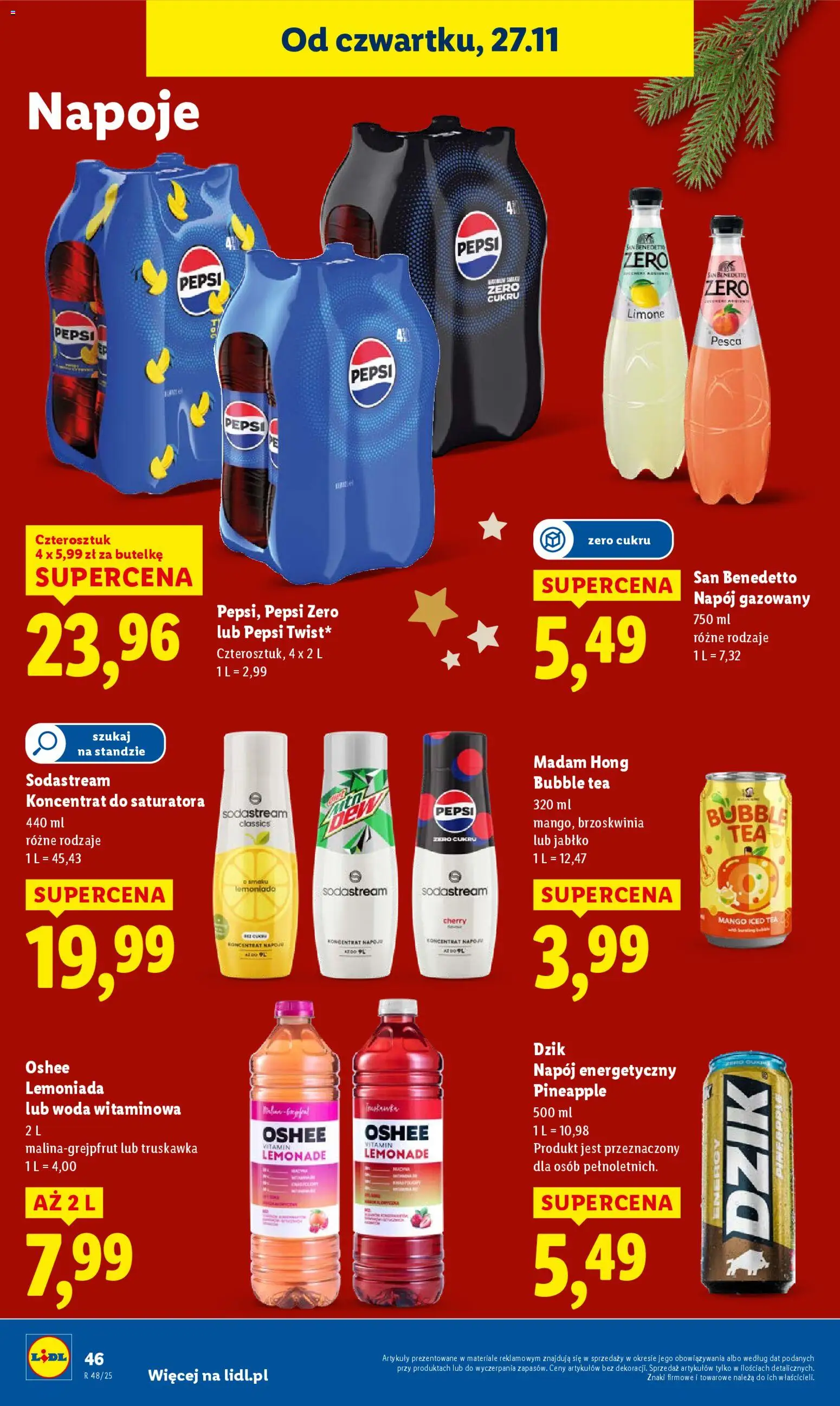 Lidl Black Friday od 27.11.2025 | Strona: 46 | Produkty: Brzoskwinia, Napoje, Pepsi, Woda