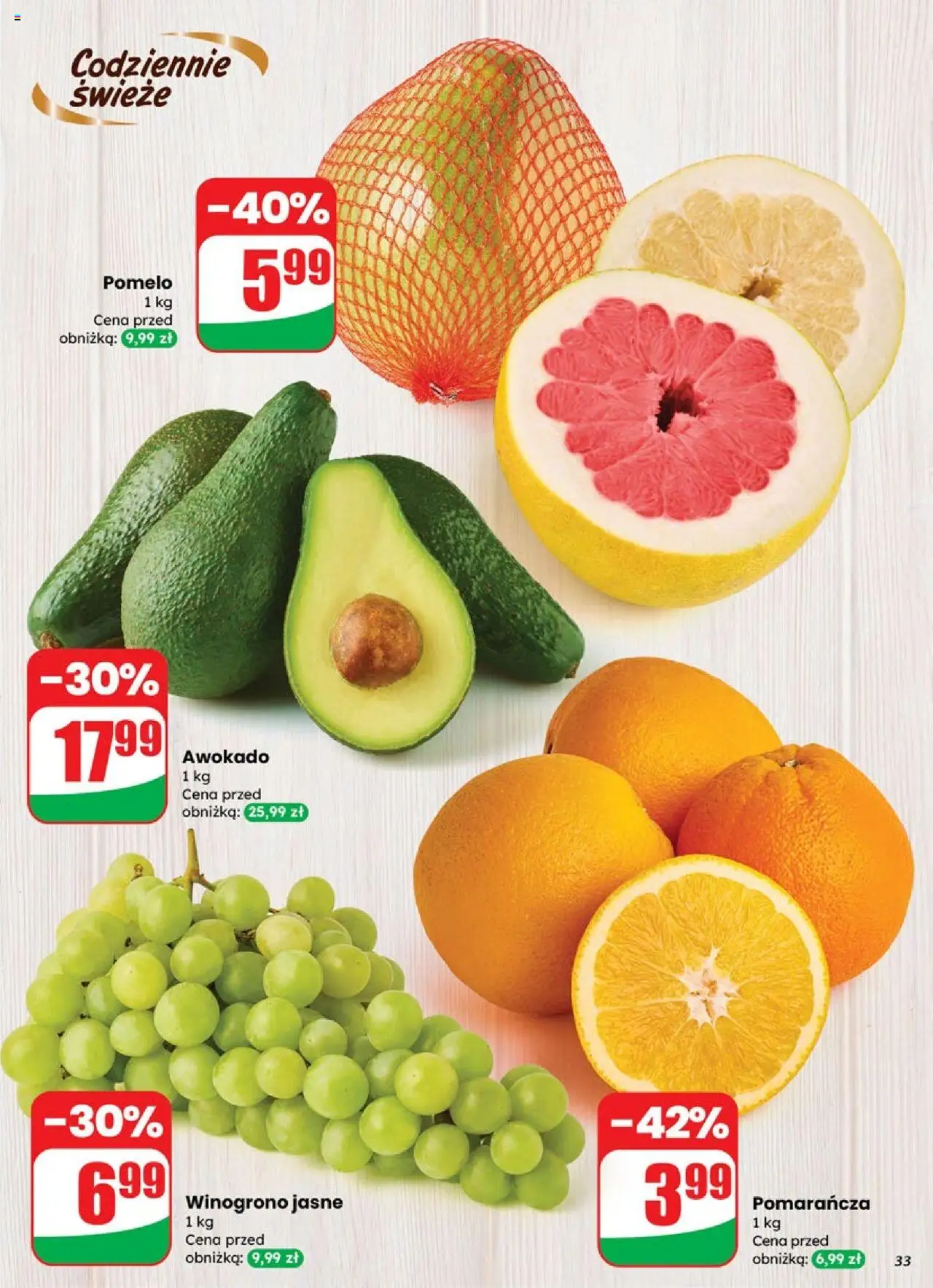 Dino Gazetka od 15.10.2025 | Strona: 33 | Produkty: Winogrono, Pomelo, Awokado