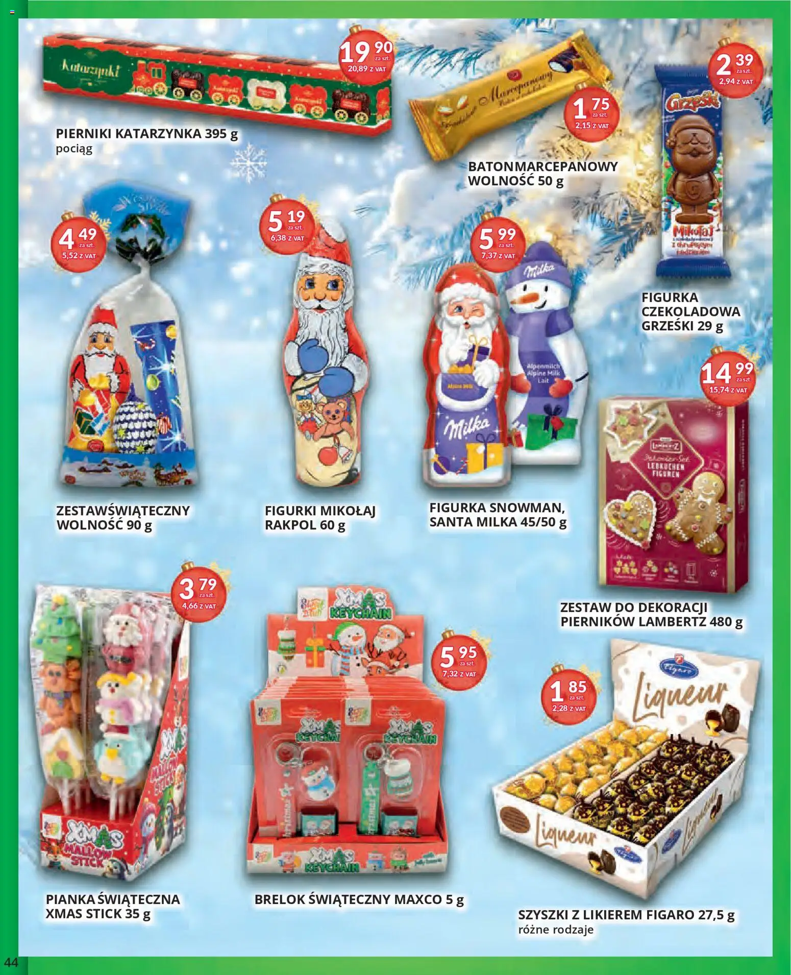 Eurocash Gazetka od 17.11.2025 | Strona: 44 | Produkty: Pierniki, Czekoladowa, Figurki, Milka