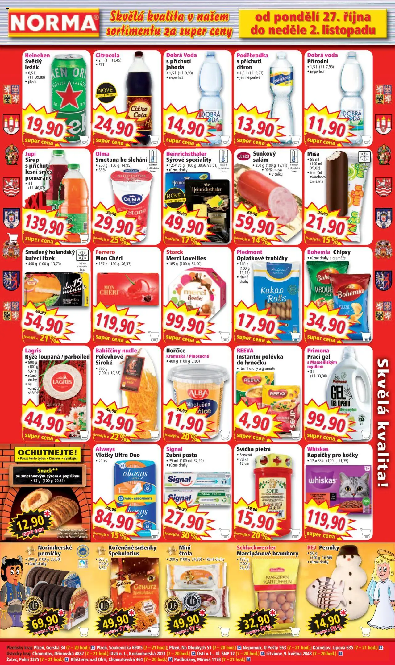 Norma leták od 27.10.2025 | Strana: 6 | Produkty: Heineken, Whiskas, Kapsičky pro kočky, Merci