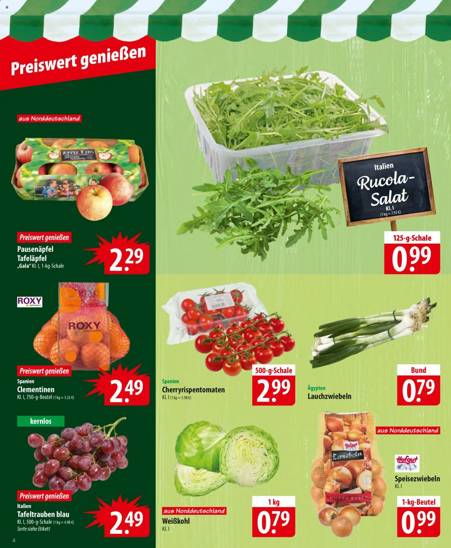 Famila Prospekt 	 – gültig ab 10.11.2025 | Seite: 4 | Produkte: Rucola, Apple, Zwiebeln, Salat