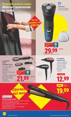 Plancha cerámica de pelo, Revestimiento antiestático, de cerámica, iónico con turmalina. Ajuste de alta temperatura: 150-230 °C. Placas flotantes para una presión uniforme sobre el cabello. Placas extralargas de 110 mm. Apagado automático de seguridad a los 60 minutos. Con funda resistente al calor. │ válido desde el 08.09.2025 | Página: 48 | Productos: Cepillo, Cepillo moldeador, Funda, Baño