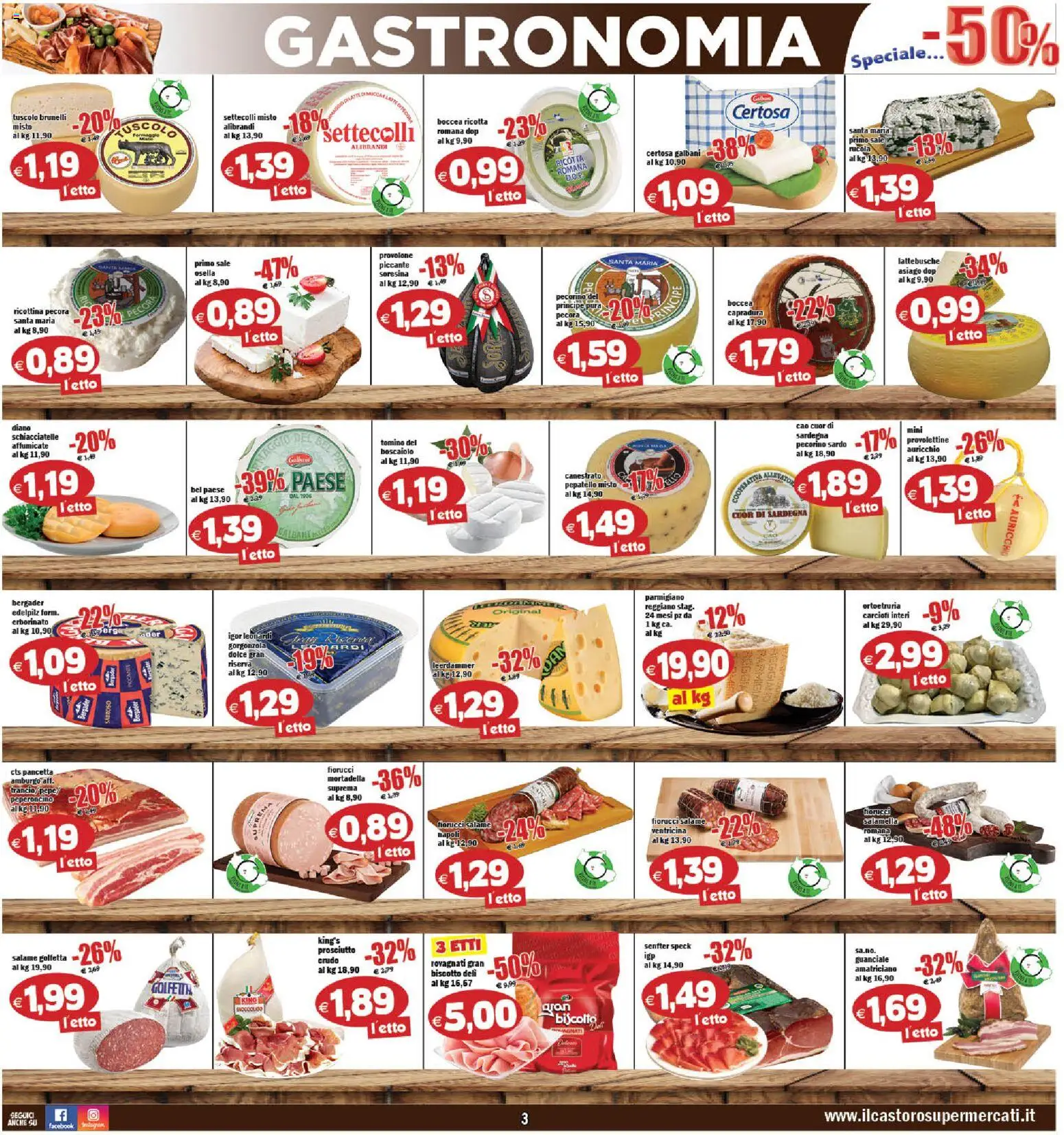 Volantino Il Castoro del 26.01.2026 | Pagina: 3 | Prodotti: Speck, Salamella, Prosciutto, Parmigiano
