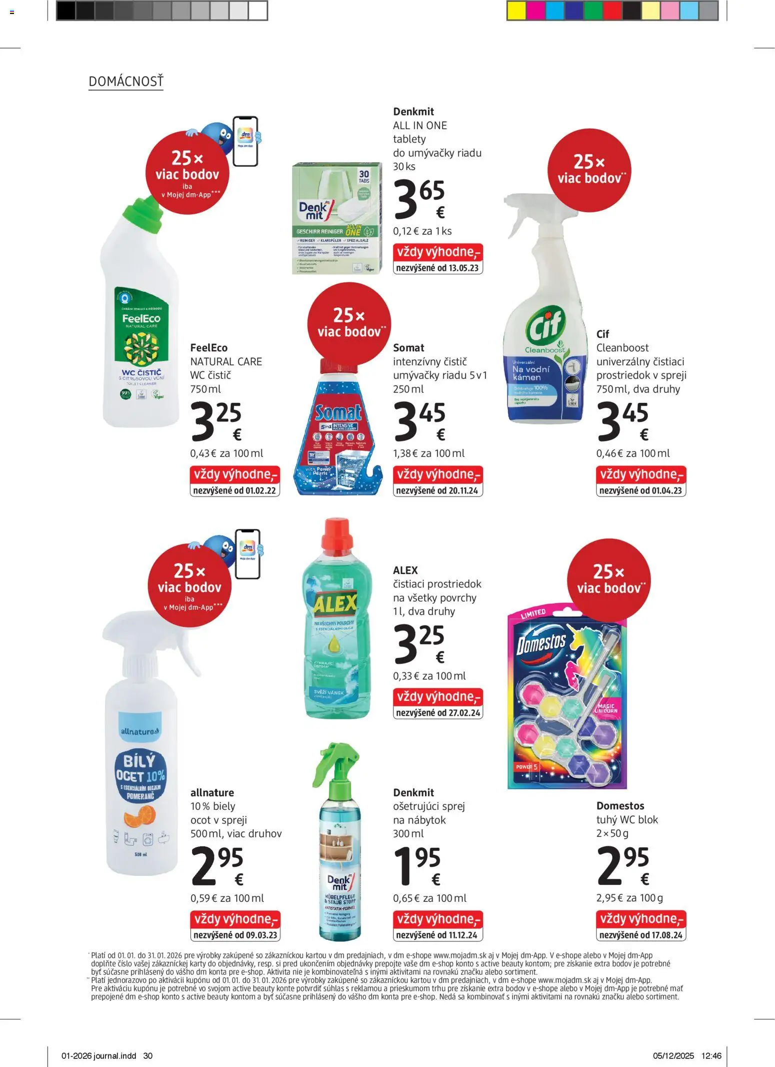 Nové dm drogerie akcie – leták je platný od 01.01.2026 | Strana: 30 | Produkty: Nábytok, Wc blok, Cif, Ocot