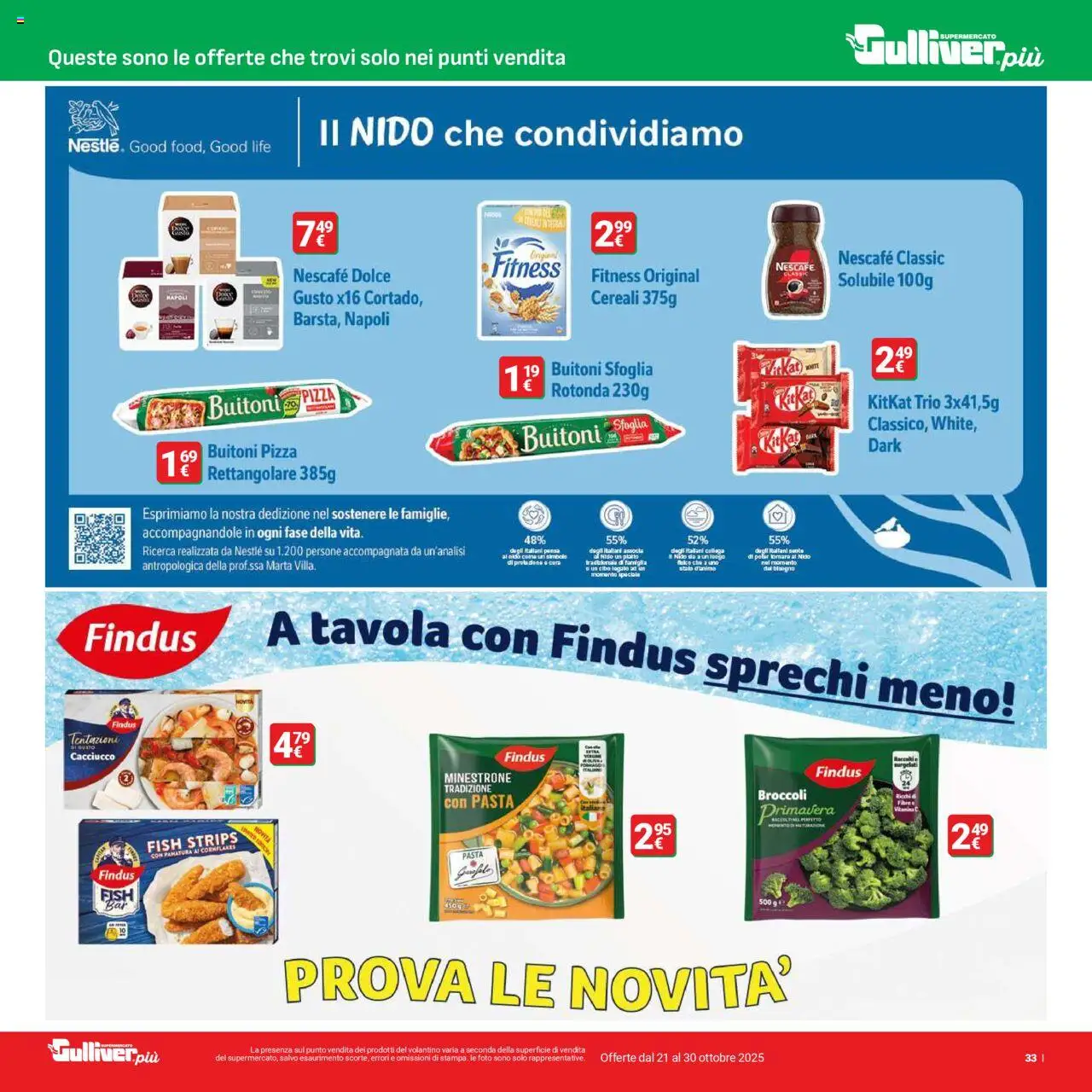Volantino Gulliver del 21.10.2025 | Pagina: 33 | Prodotti: Pizza, Cereali, Pasta, Broccoli
