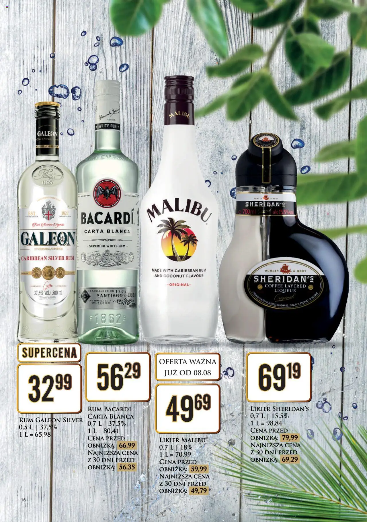 Dino Gazetka alkoholowa od 11.08.2025 | Strona: 16 | Produkty: Likier Sheridan's, Rum Bacardi, Rum