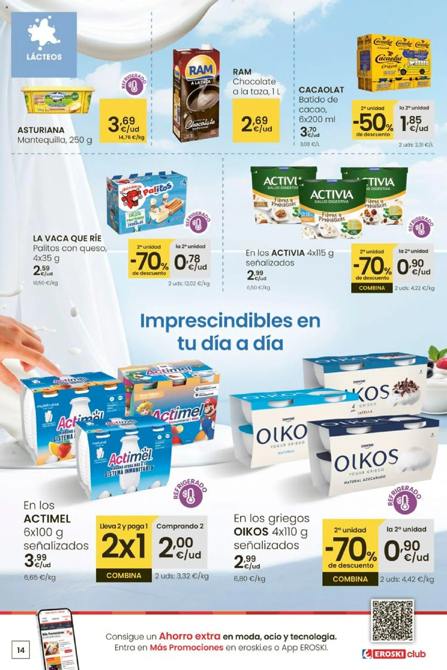 Eroski - Para un enero más ligero │ válido desde el 05.01.2026 | Página: 14 | Productos: Yogur, Chocolate, Μαγειρική εστία