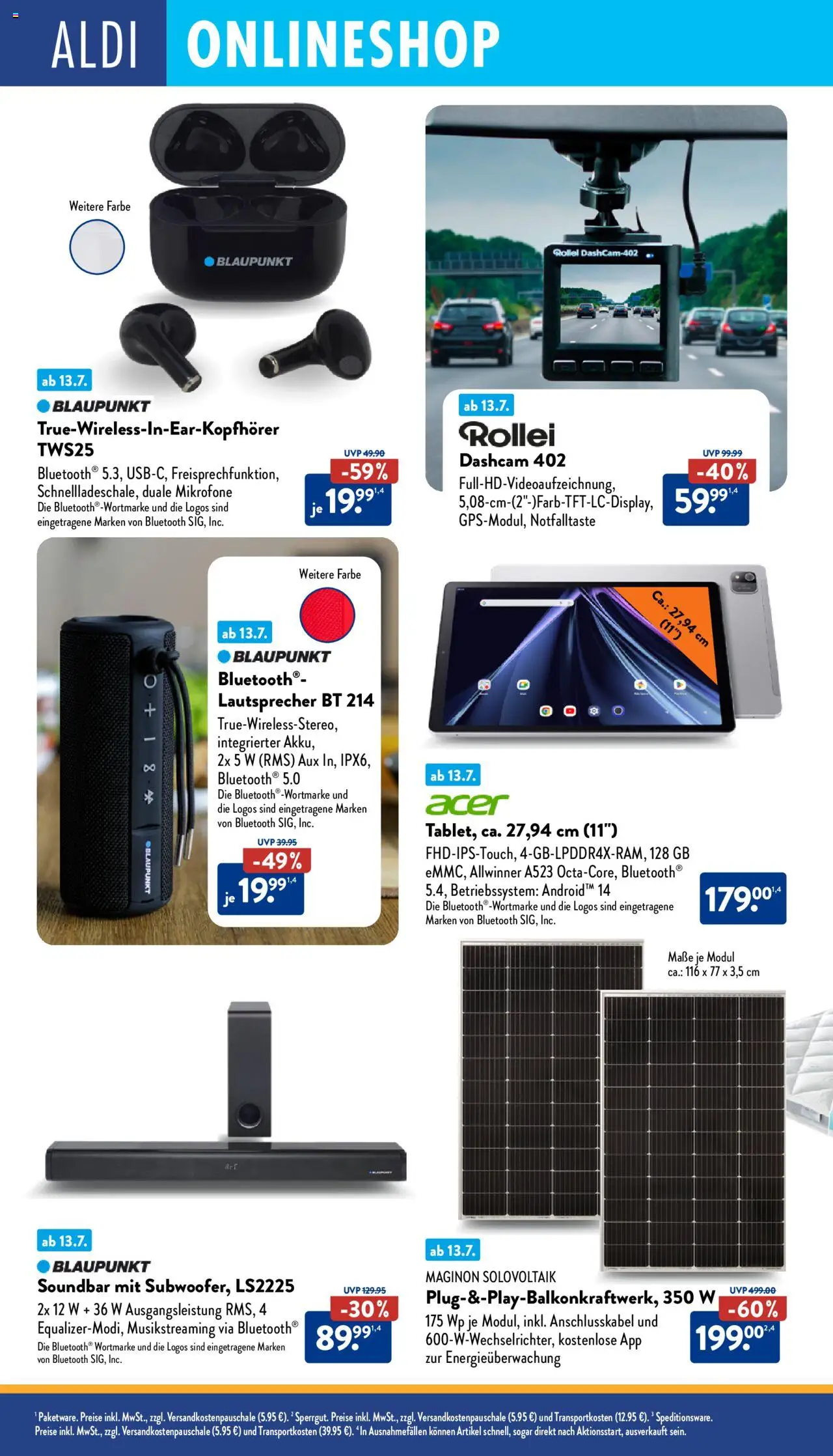 Aldi Prospekt 	 - gültig ab dem 14.07.2025 | Seite: 34 | Produkte: Lautsprecher, Soundbar, Tablet