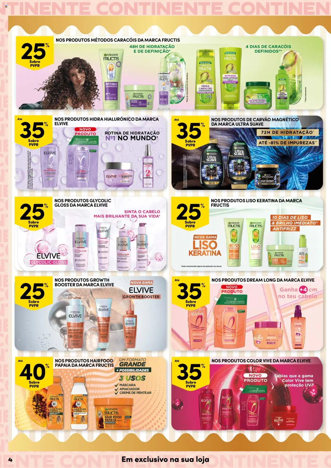 Continente Beleza │ válido de 19.08.2025 | Página: 4 | Produtos: Gloss, Creme, Proteina