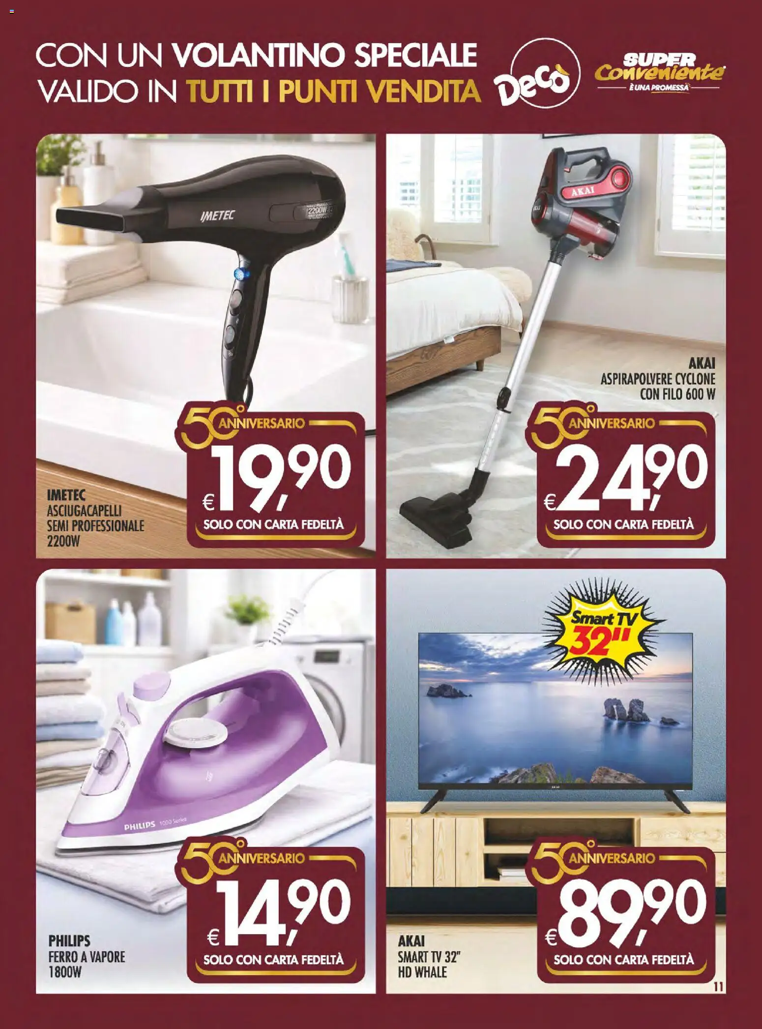 Volantino SuperConveniente del 30.04.2026 | Pagina: 11 | Prodotti: smart TV, TV, Aspirapolvere, Asciugacapelli