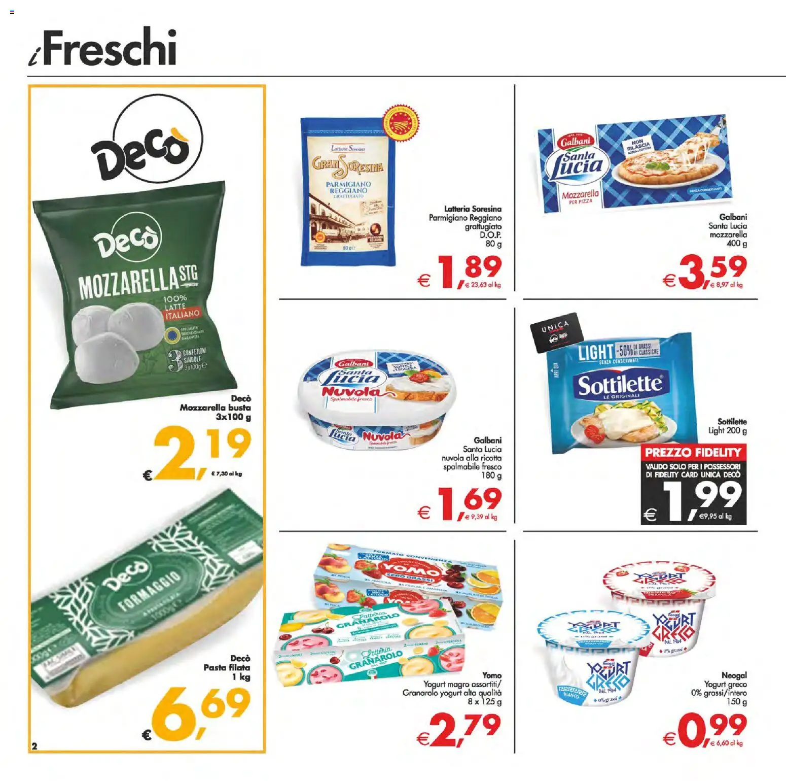 Volantino Decò del 24.10.2025 | Pagina: 2 | Prodotti: Yogurt greco, Yogurt, Parmigiano reggiano, Parmigiano