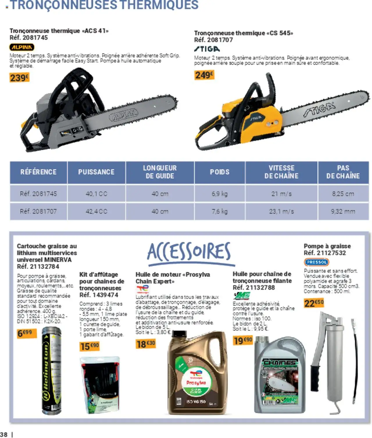{H1} | Page: 38 | Produits: Tronçonneuse, Porte, Huile, Cartouche