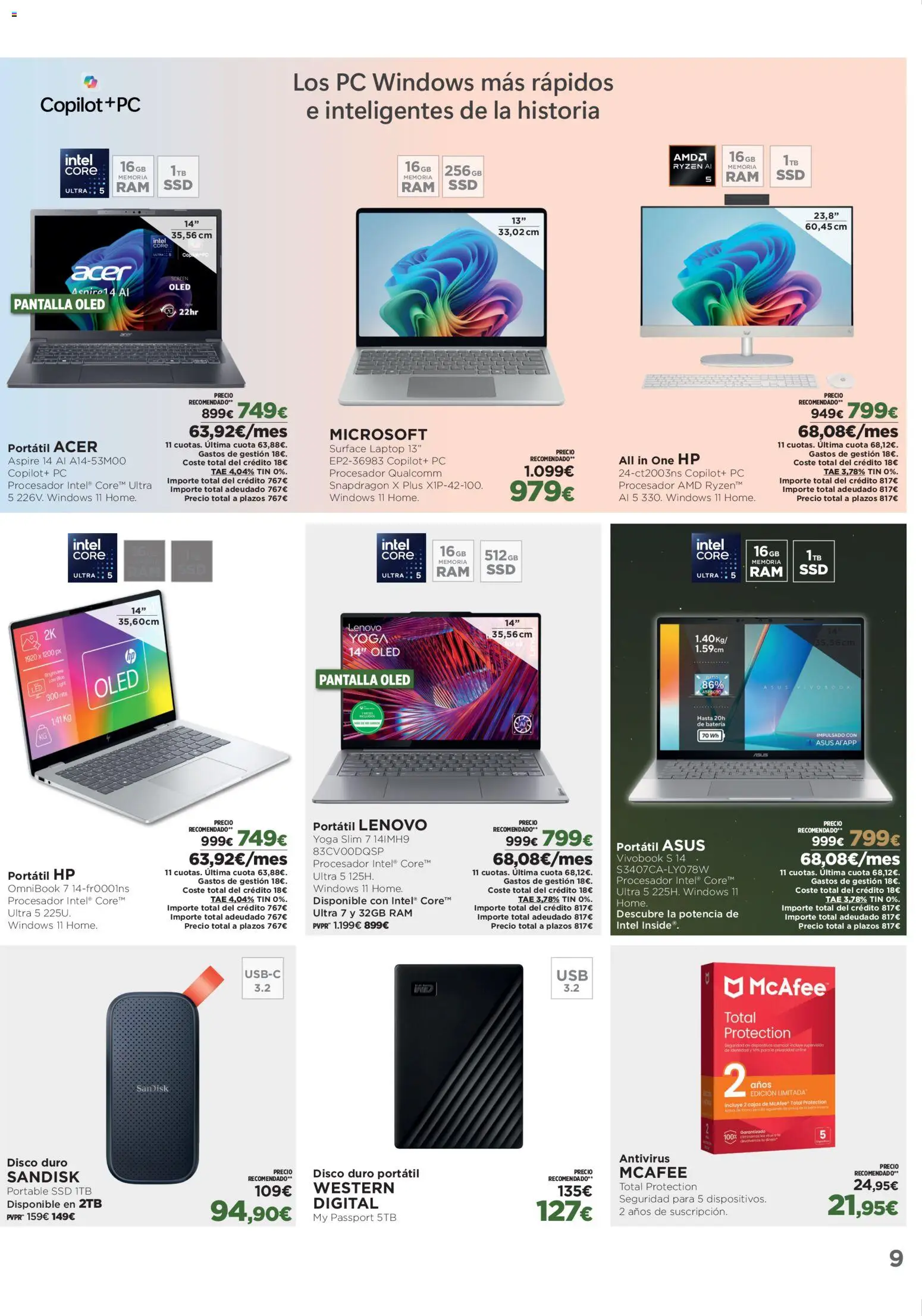 El Corte Inglés ofertas │ válido desde el 29.12.2025 | Página: 9 | Productos: Portátil HP, Portátil Lenovo, PC, Disco