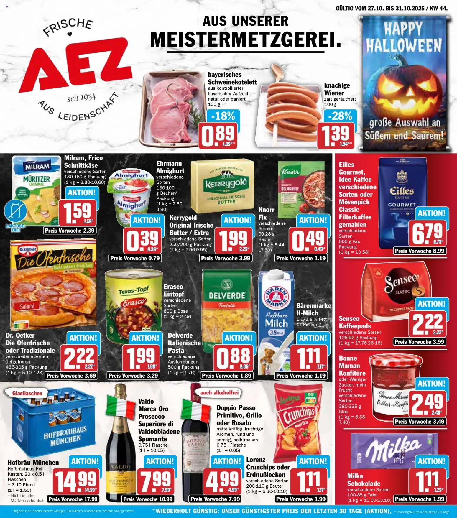 AEZ Prospekt 	 – gültig ab 27.10.2025 | Seite: 1 | Produkte: Senseo, Idee kaffee, Kaffee, Salami