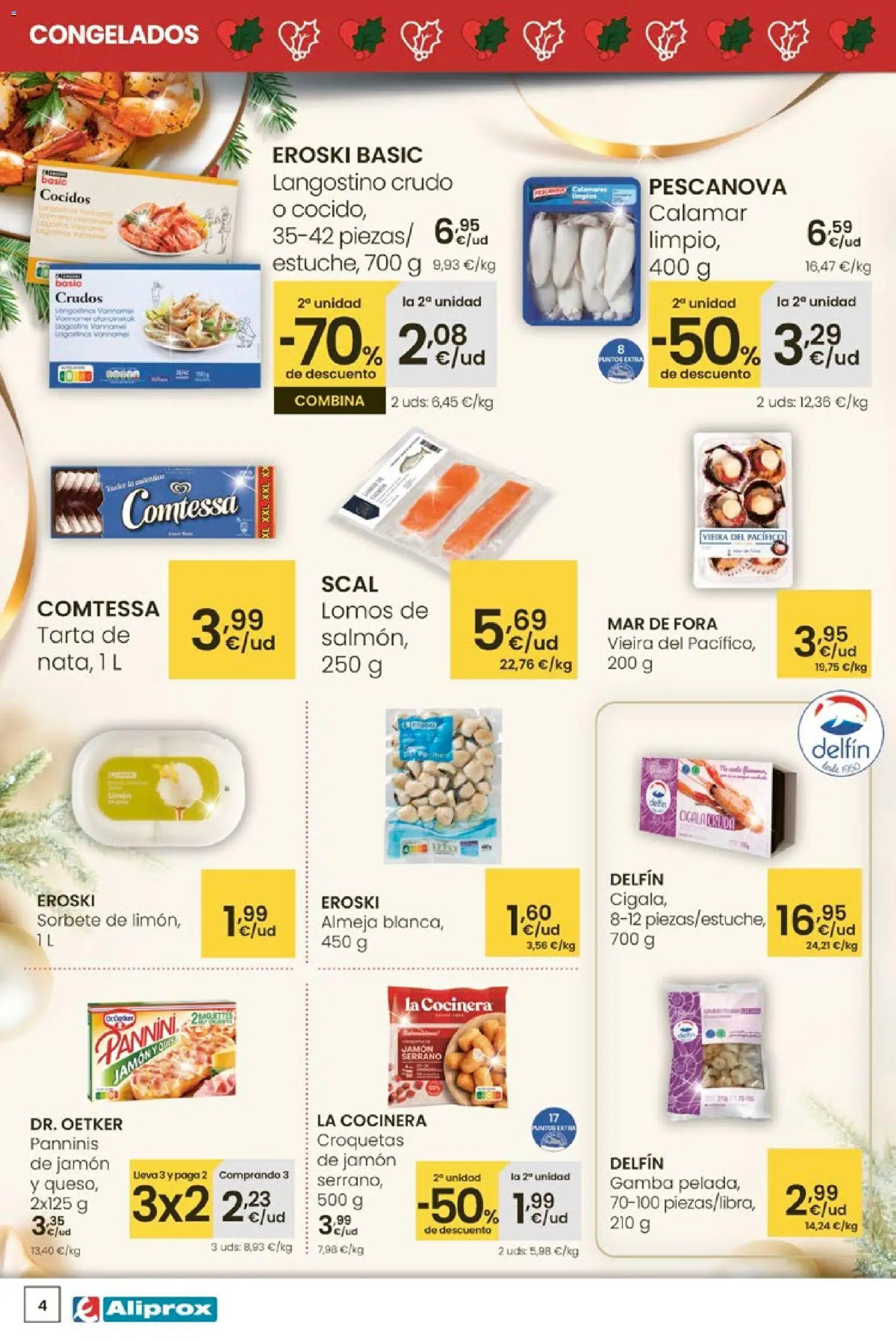 Eroski - Aliprox │ válido desde el 27.11.2025 | Página: 4 | Productos: Jamón serrano, Jamón, Croquetas, Langostino