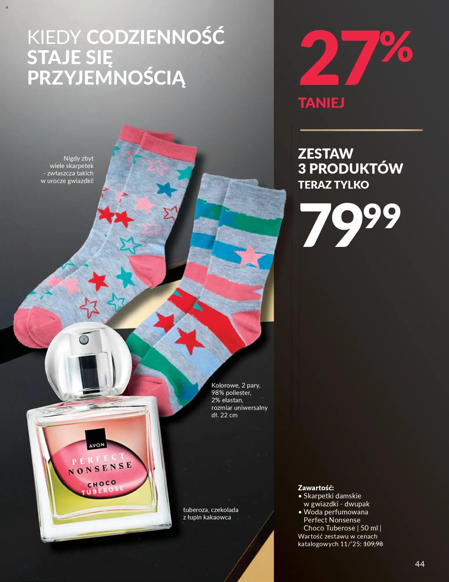 Avon Black Friday od 13.11.2025 | Strona: 44 | Produkty: Skarpetki, Czekolada, Woda