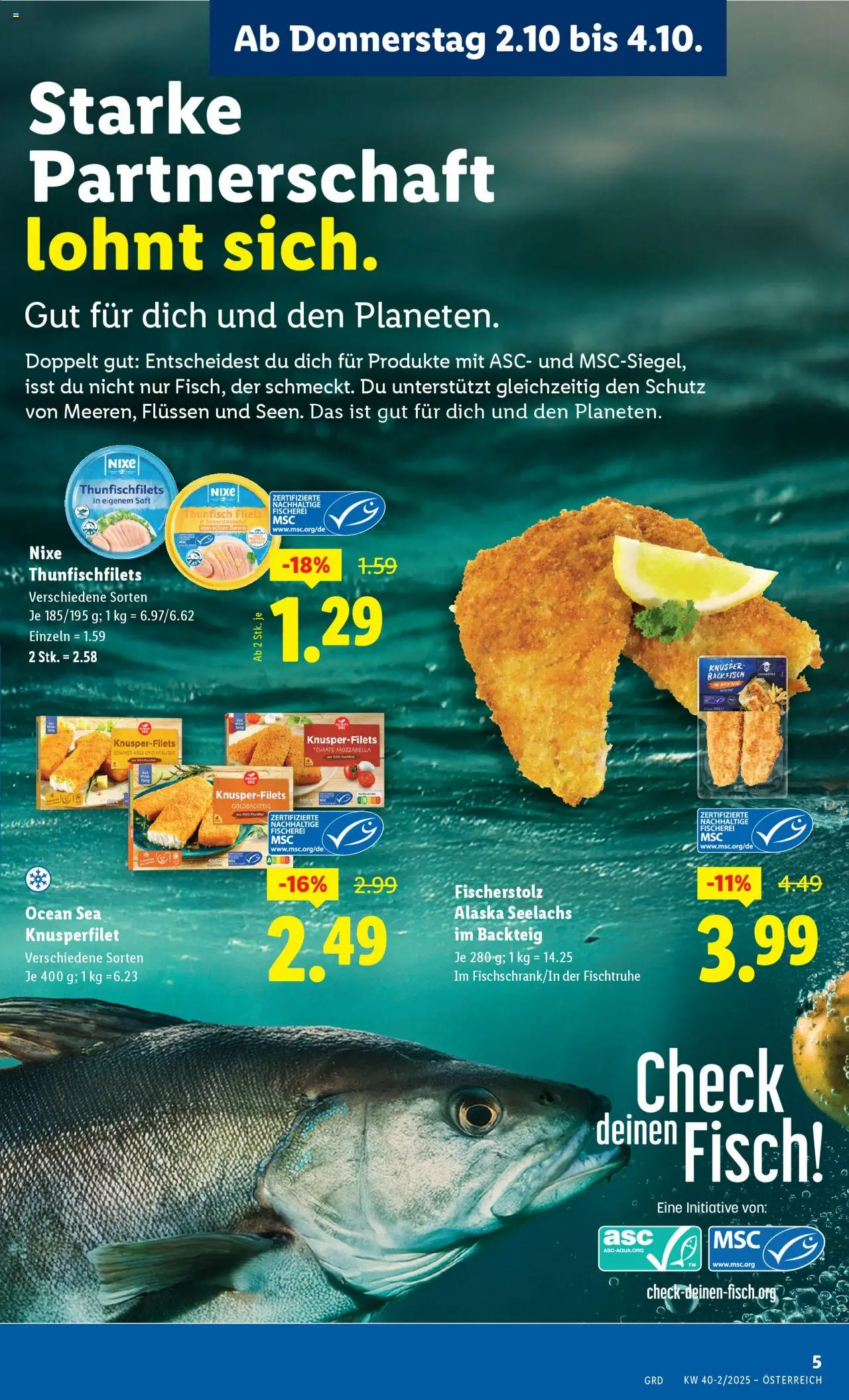 Lidl Flugblatt - Eisenstadt, Ebenfurth, Mattersburg gültig ab 02.10.2025 | Seite: 7 | Produkte: Saft, Fisch