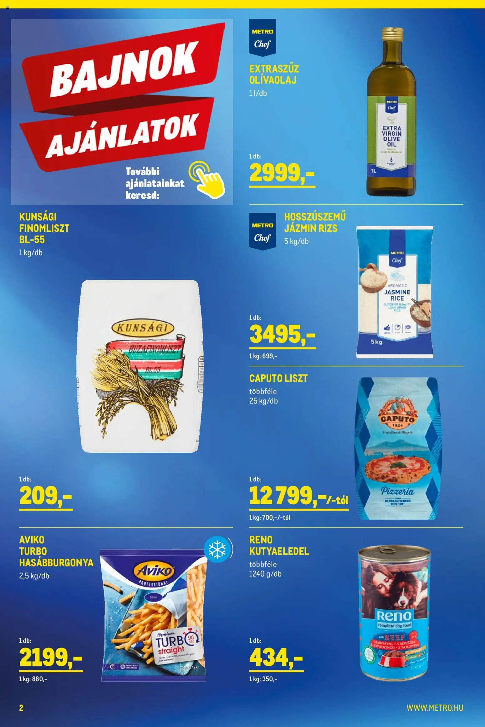 Metro akciós ujság - amely érvényes a következő dátumtól: 02.01.2026 | Oldal: 2 | Termékek: Kutyaeledel, Rizs, Hasábburgonya, Olívaolaj