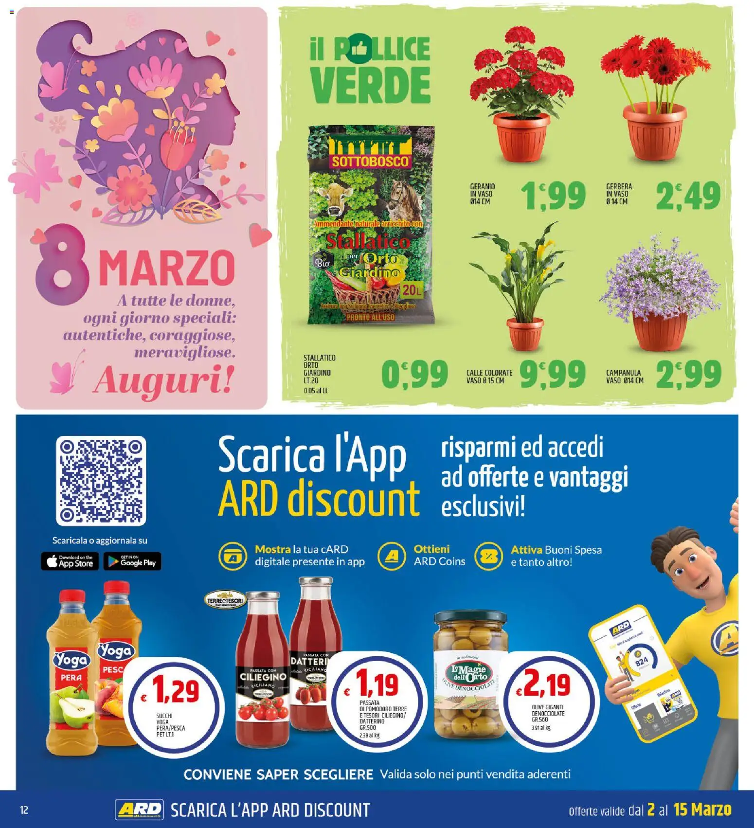 Volantino ARD Discount del 02.03.2026 | Pagina: 12 | Prodotti: Pomodoro, Olive, Passata di pomodoro, Vaso