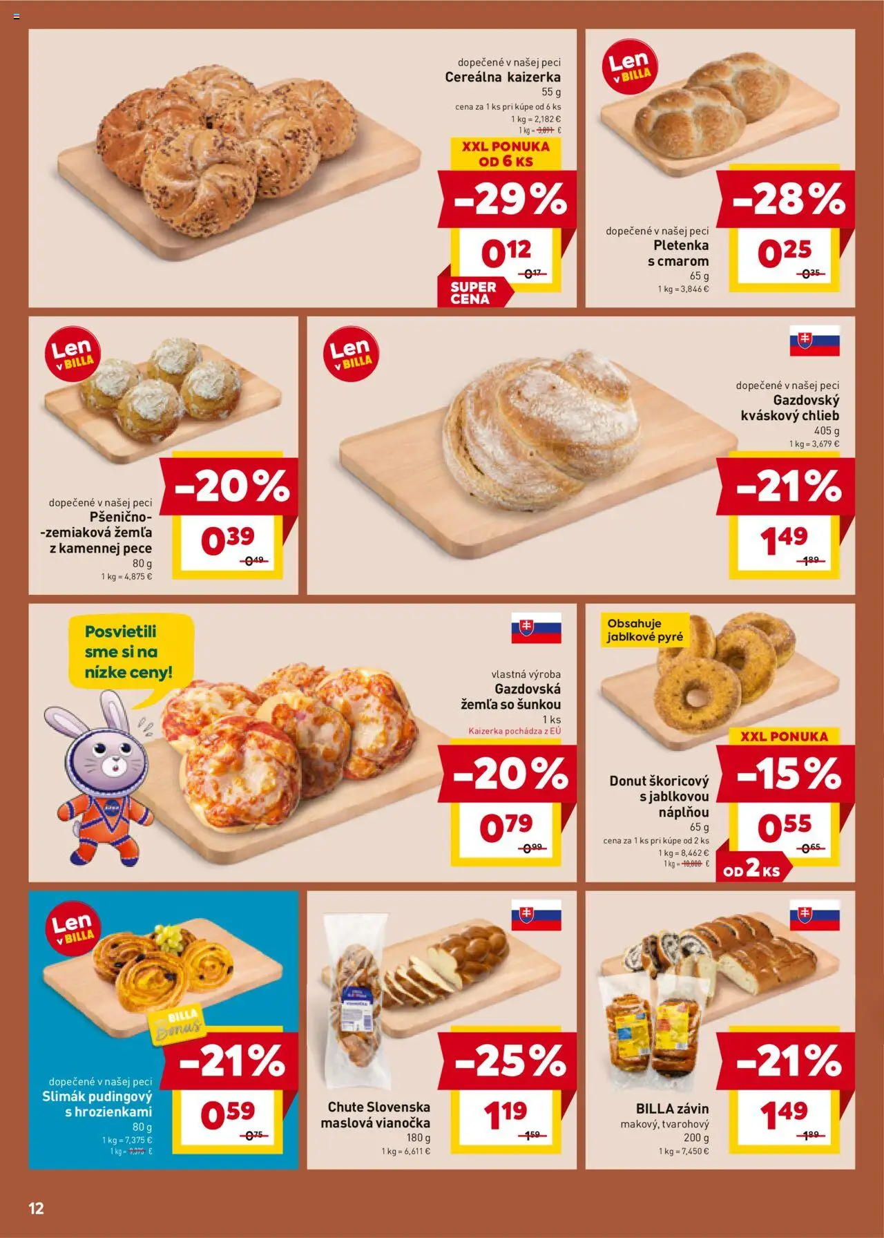 Nové Billa akcie – leták je platný od 10.09.2025 | Strana: 12 | Produkty: Chlieb, Donut, Vianočka, Pec