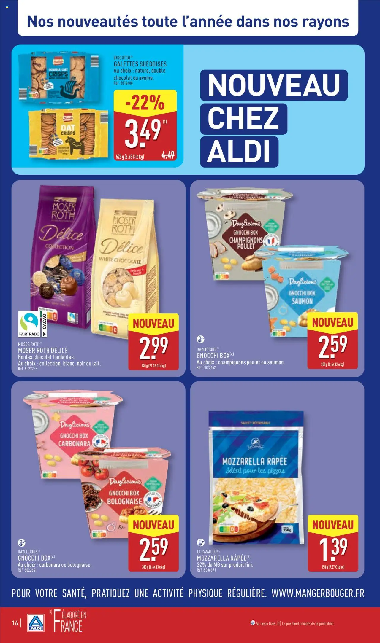 {H1} | Page: 20 | Produits: Mozzarella râpée, Mozzarella, Chocolat, Saumon