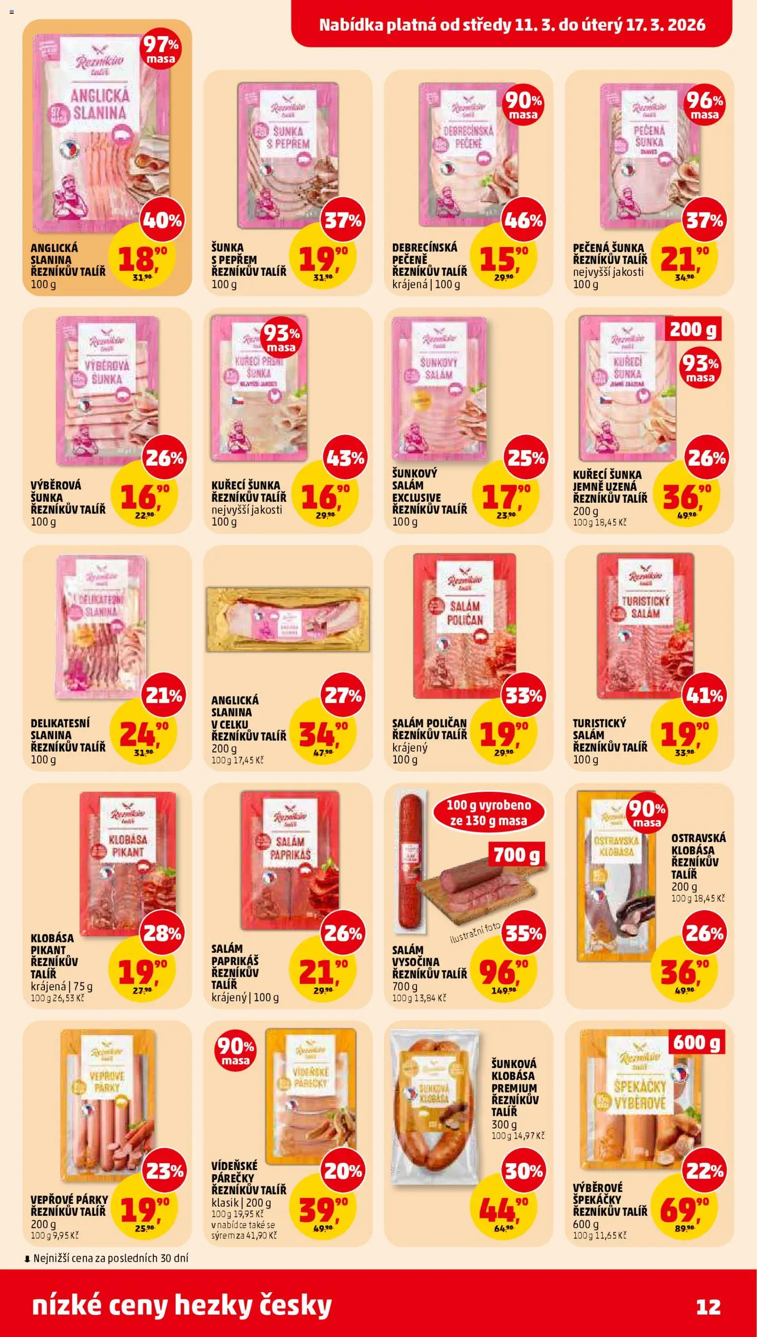 Penny Market leták od 11.03.2026 | Strana: 12 | Produkty: Párky, Špekáčky, Klobása, Vysočina