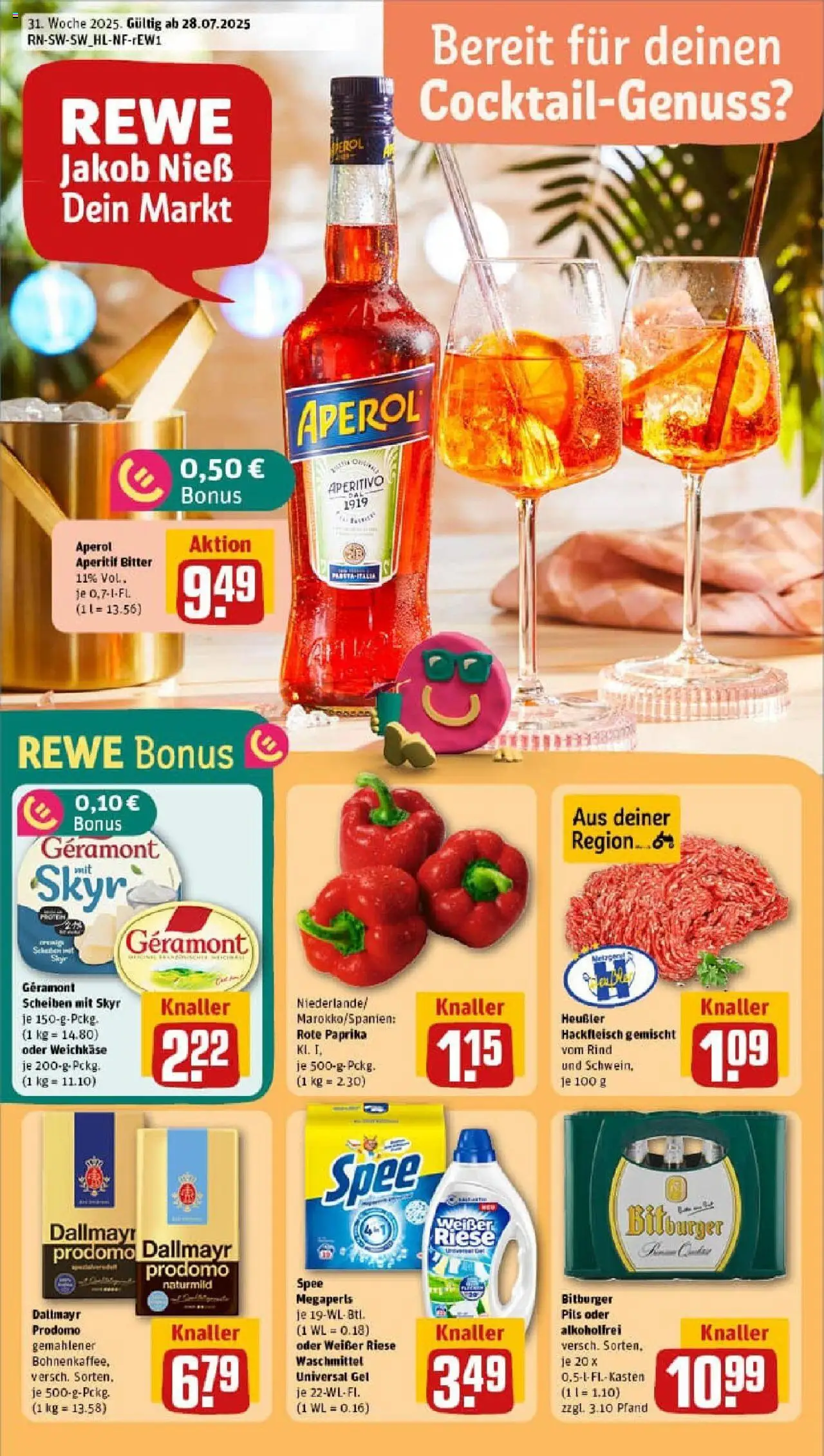 Rewe prospekt Niederstotzingen	 - gültig ab dem 27.07.2025 | Seite: 1 | Produkte: Geramont, Spee, Paprika, Waschmittel