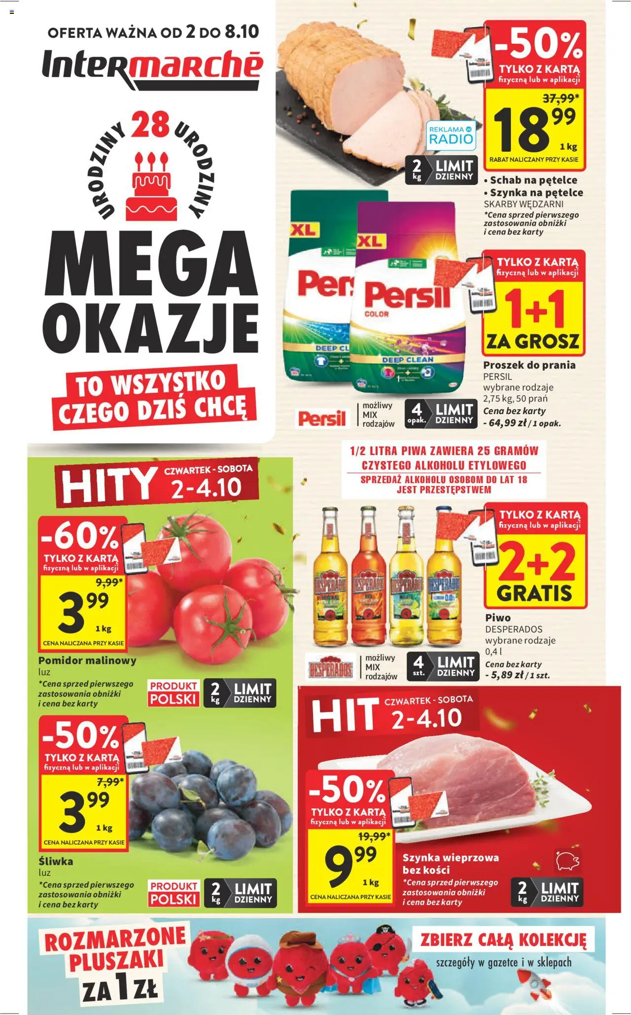 Intermarche Gazetka od 02.10.2025 | Strona: 1 | Produkty: Schab, Radio, Piwo, Proszek do prania