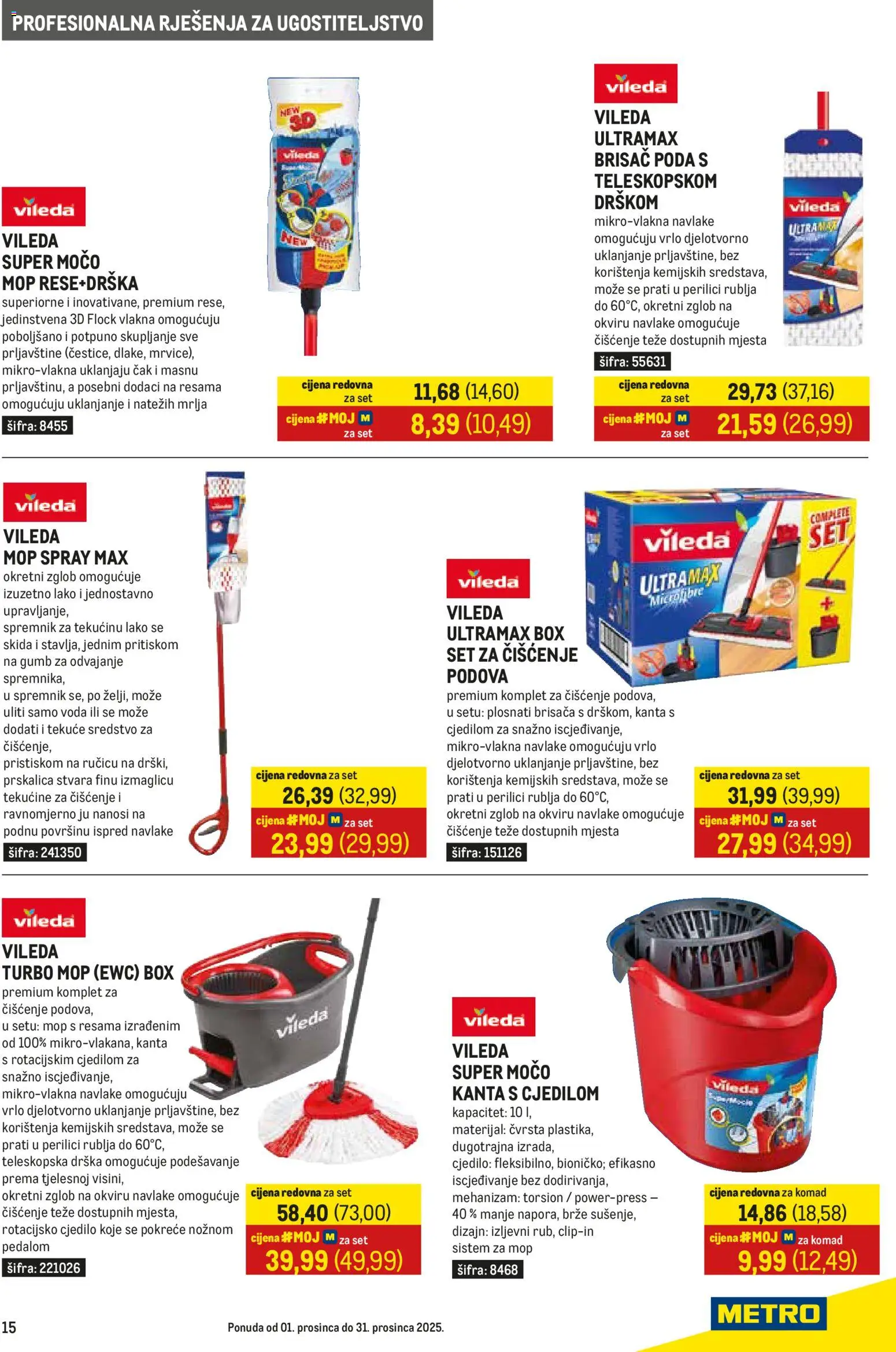 Metro katalog | vrijedi od 01.12.2025 | Stranica: 15 | Proizvodi: Mop, Kanta s cjedilom, Cjedilo, Vileda