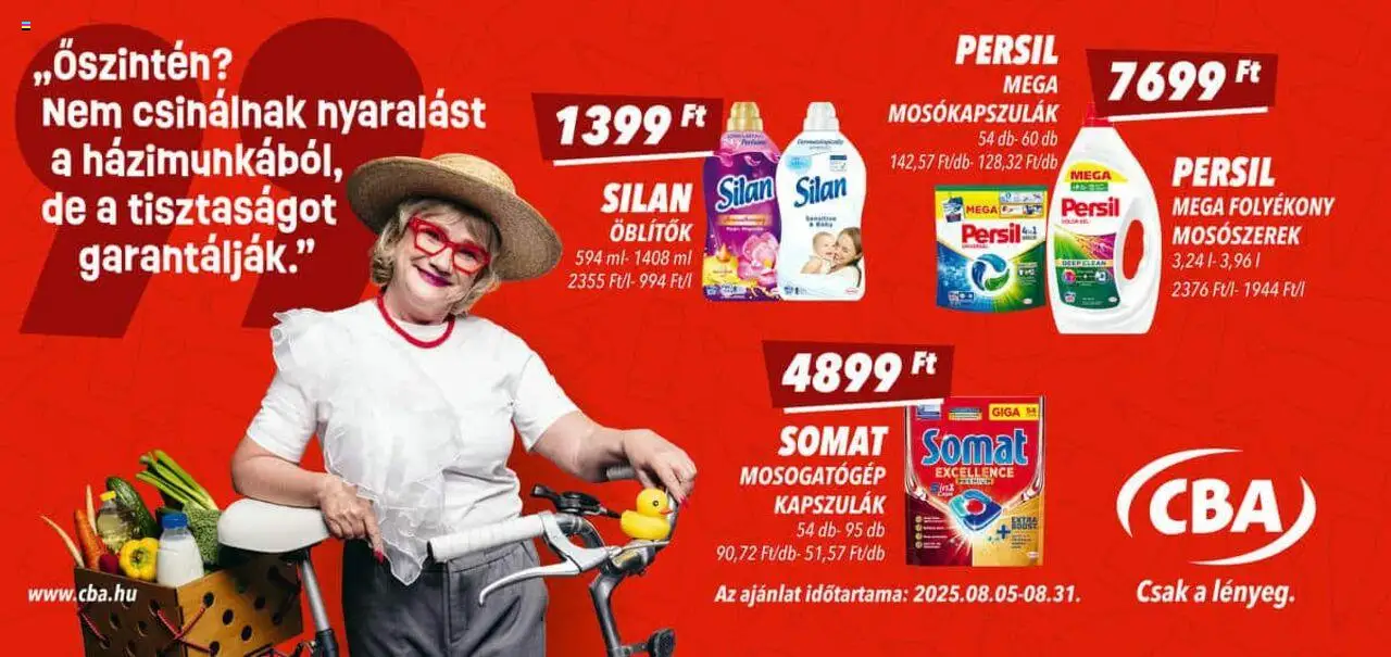 CBA akciós ujság - amely érvényes a következő dátumtól: 05.08.2025 | Oldal: 1 | Termékek: Persil, Somat, Mosogatógép, Mosószerek