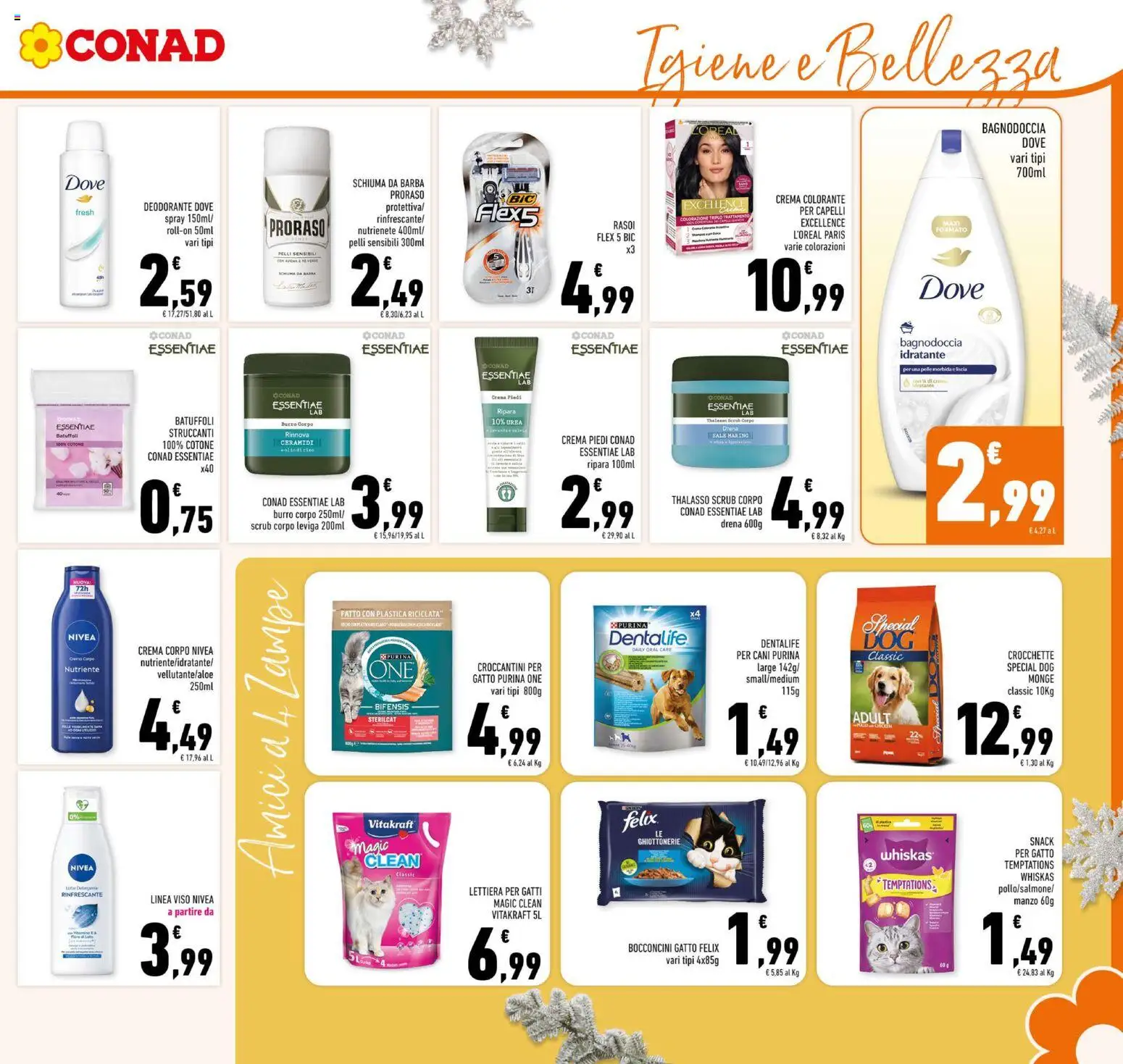 Volantino Conad del 10.12.2025 | Pagina: 27 | Prodotti: Lettiera per gatti, Riso, Sale, Crocchette