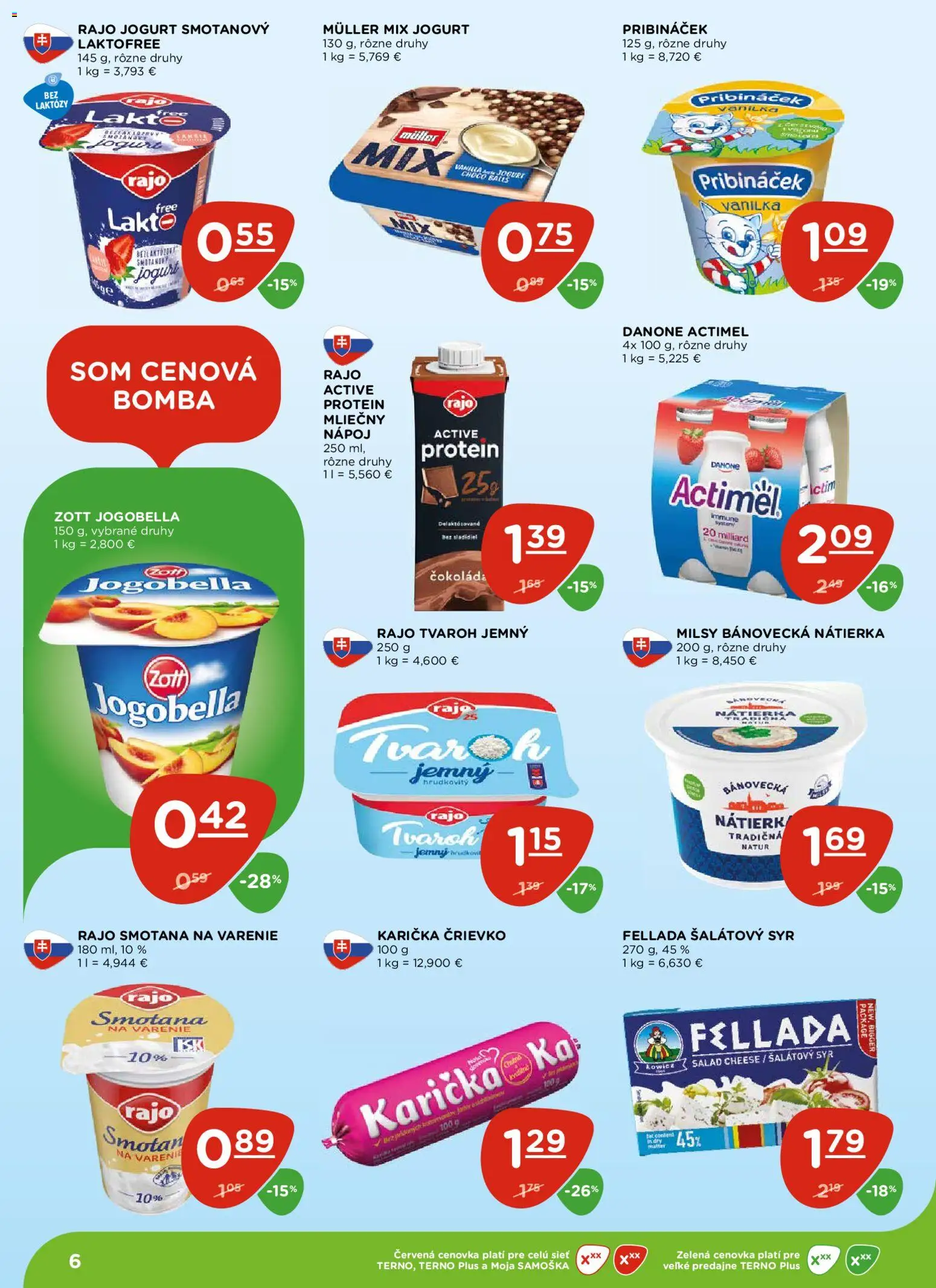 Nové Terno akcie – leták je platný od 04.12.2025 | Strana: 6 | Produkty: Jogurt, Smotana, Tvaroh, Actimel