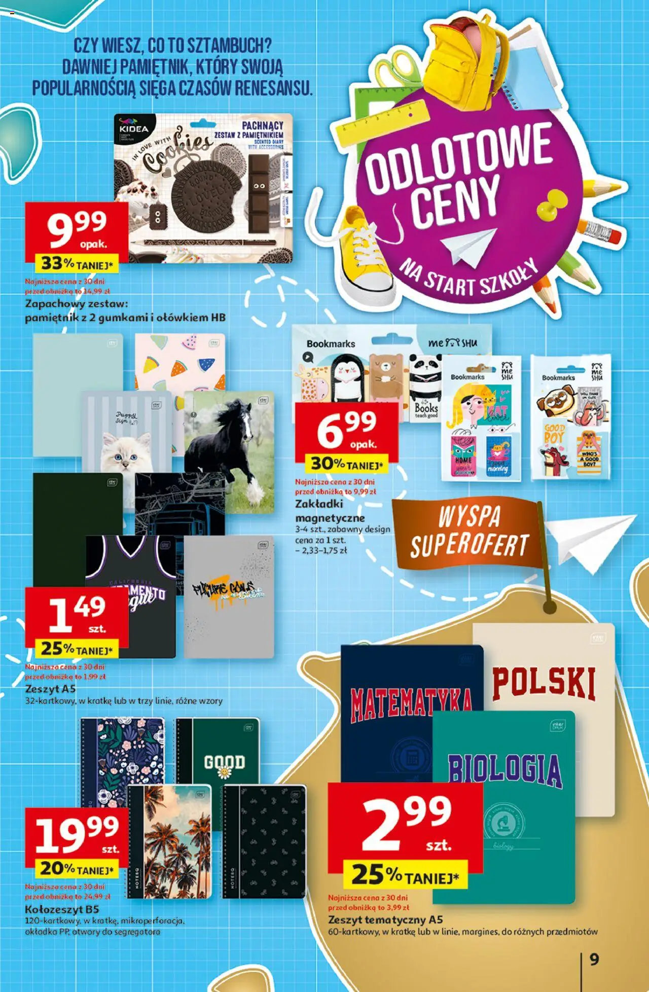 Auchan Gazetka - Pewność niskich cen Hipermarket od 07.08.2025 | Strona: 9 | Produkty: Zeszyt