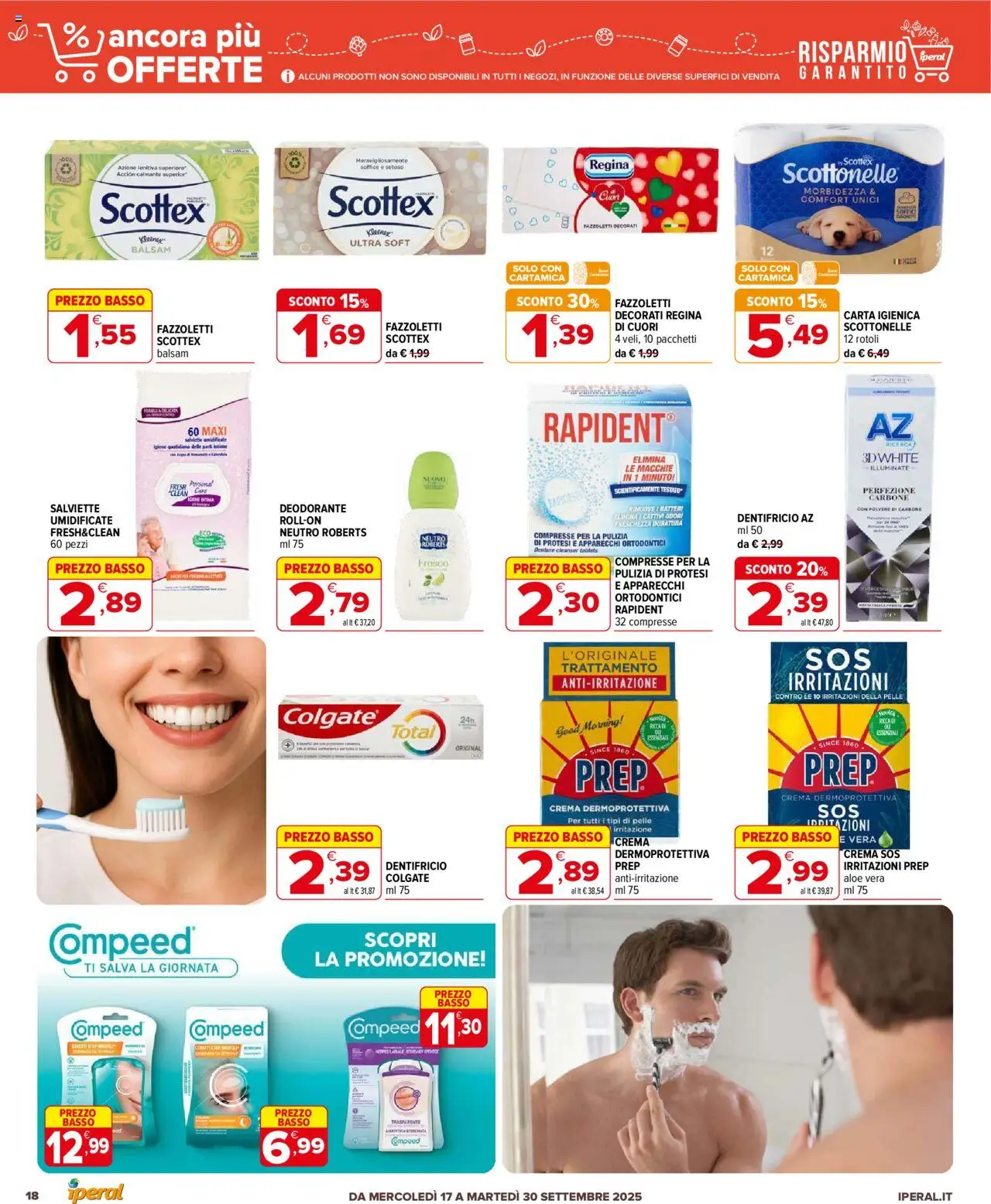 Volantino Iperal del 17.09.2025 | Pagina: 18 | Prodotti: Crema, Carta igienica, Dentifricio, Aloe vera