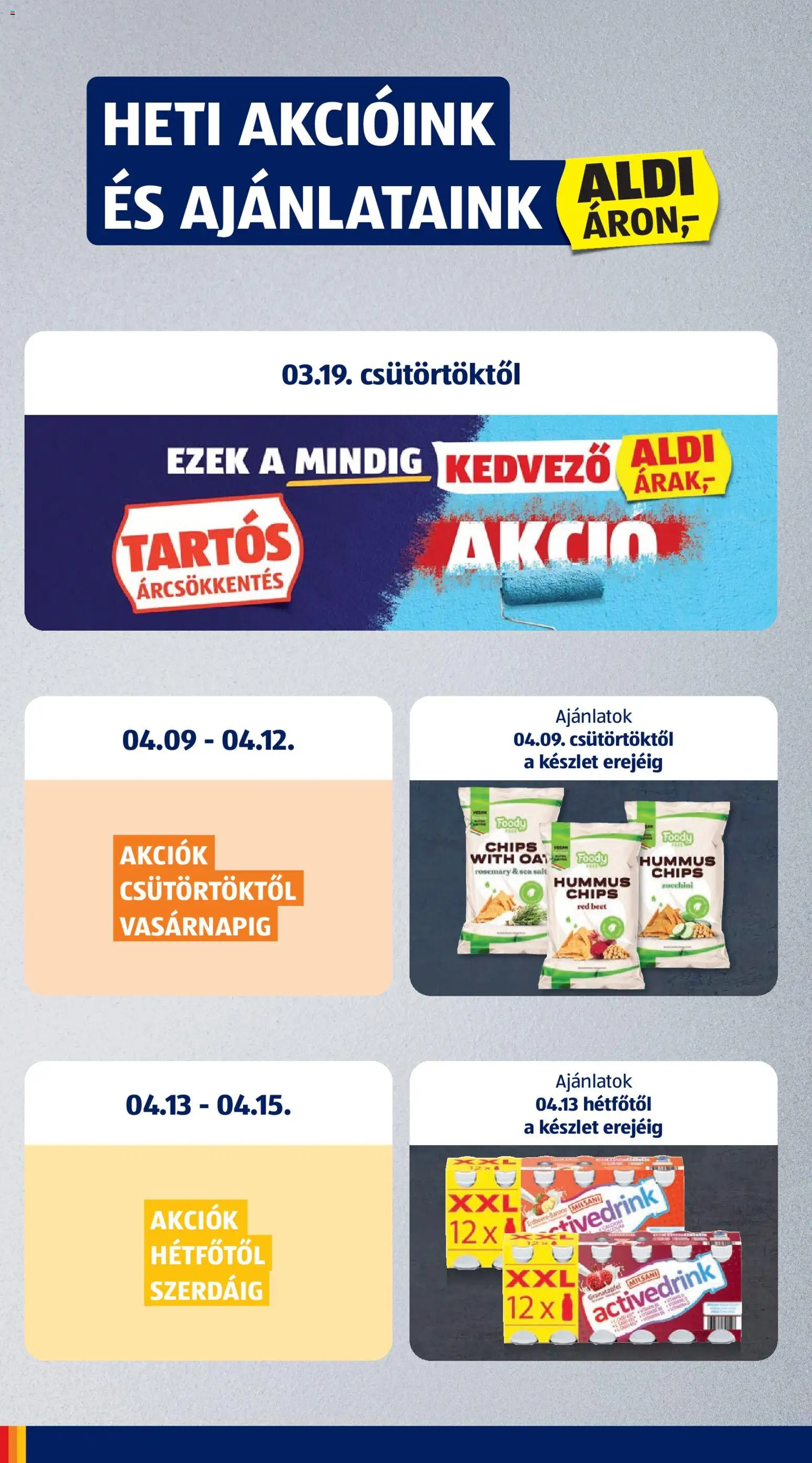 Aldi akciós ujság - amely érvényes a következő dátumtól: 09.04.2026 | Oldal: 2 | Termékek: Chips, Vegán