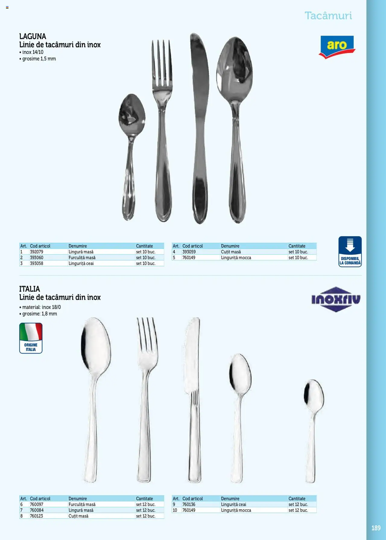 Noul catalog Metro – valabil de la 17.09.2025 | Pagină: 189 | Produse: Masă, Cuțit, Ceai