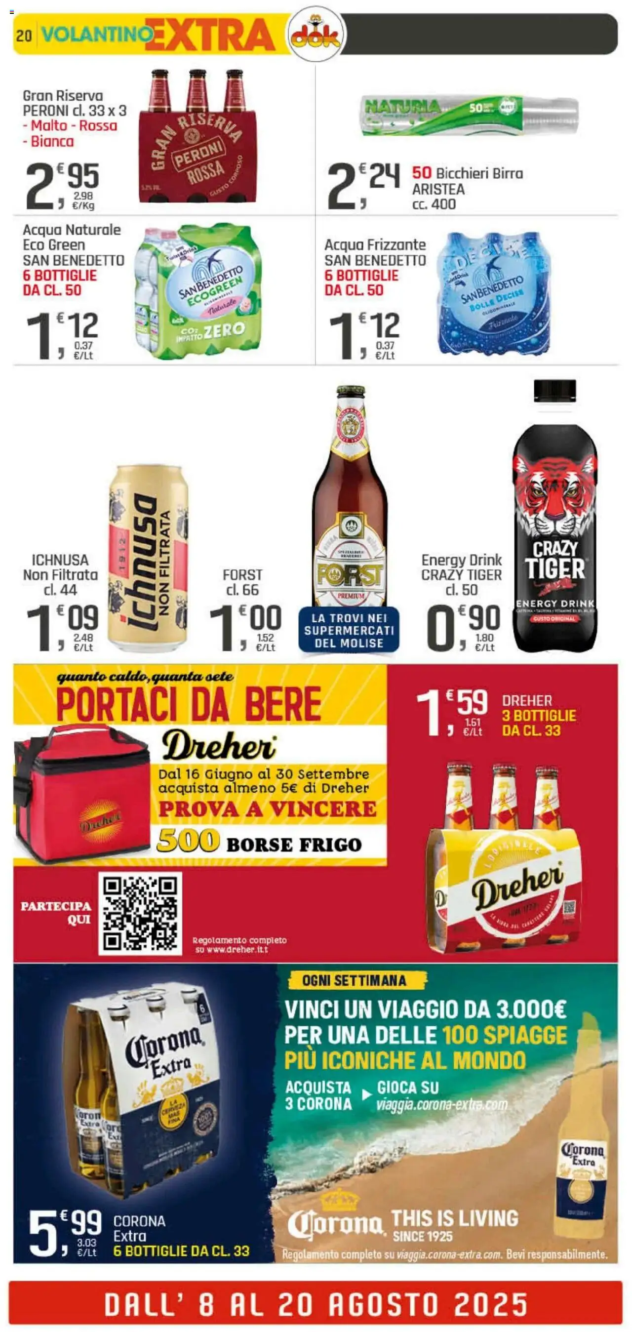 Volantino DOK del 08.08.2025 | Pagina: 20 | Prodotti: Birra, Acqua, Acqua naturale