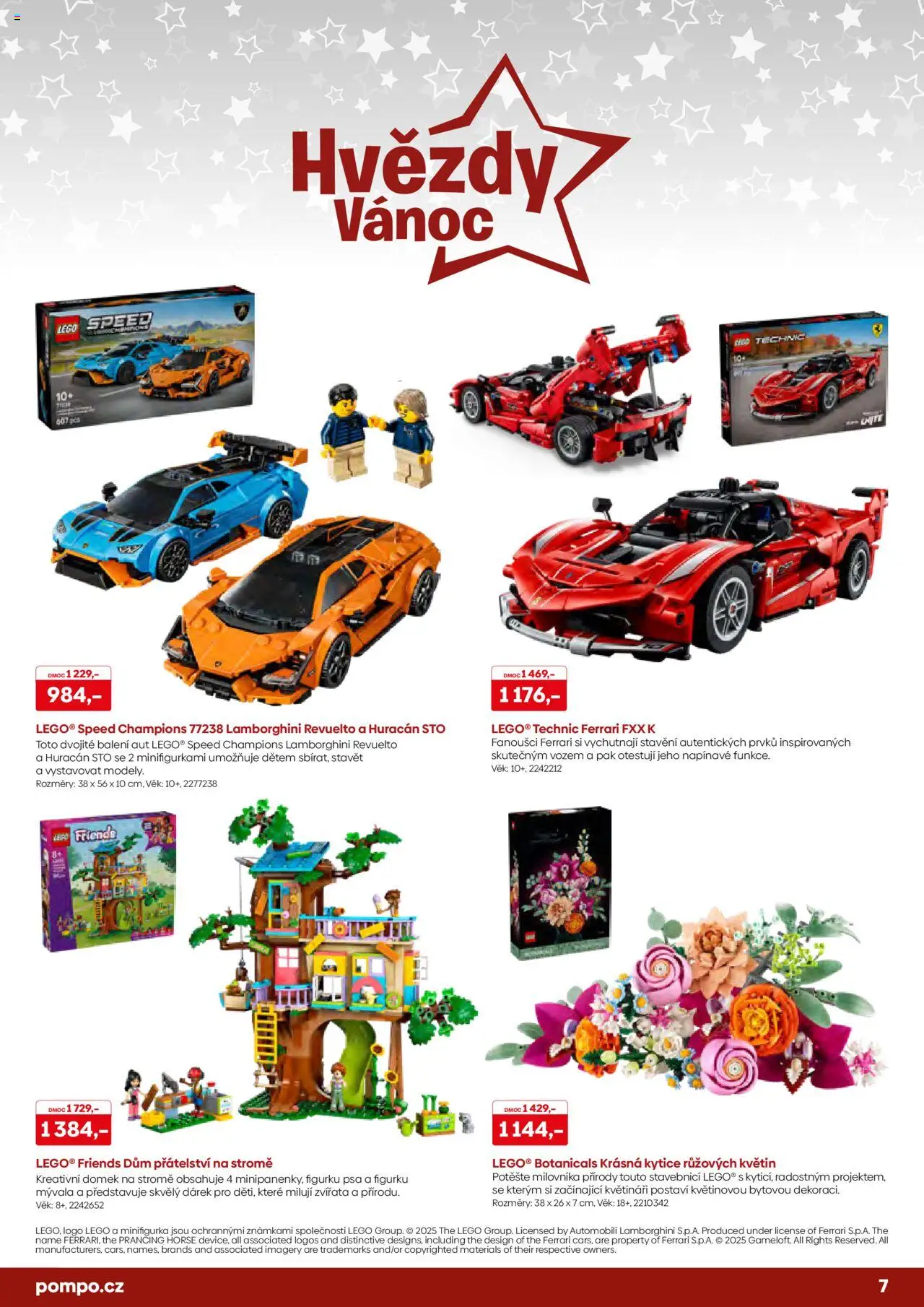 POMPO katalog Vánoce 2025 od 16.10.2025 | Strana: 7 | Produkty: LEGO, Lego Friends, Kytice