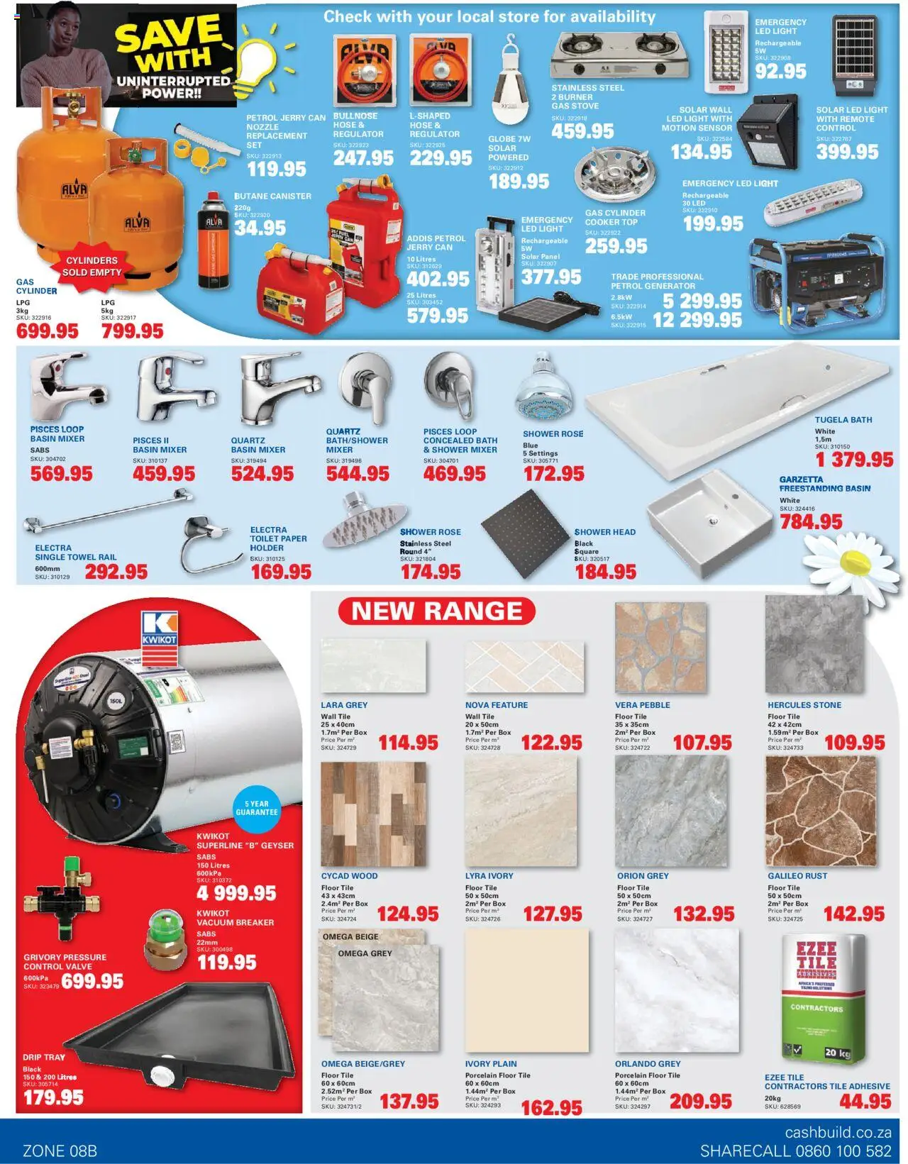 Cashbuild Catalogue │ valid from 25.08.2025 | Page: 3 | Products: Globe, Generator, Geyser, Drip tray